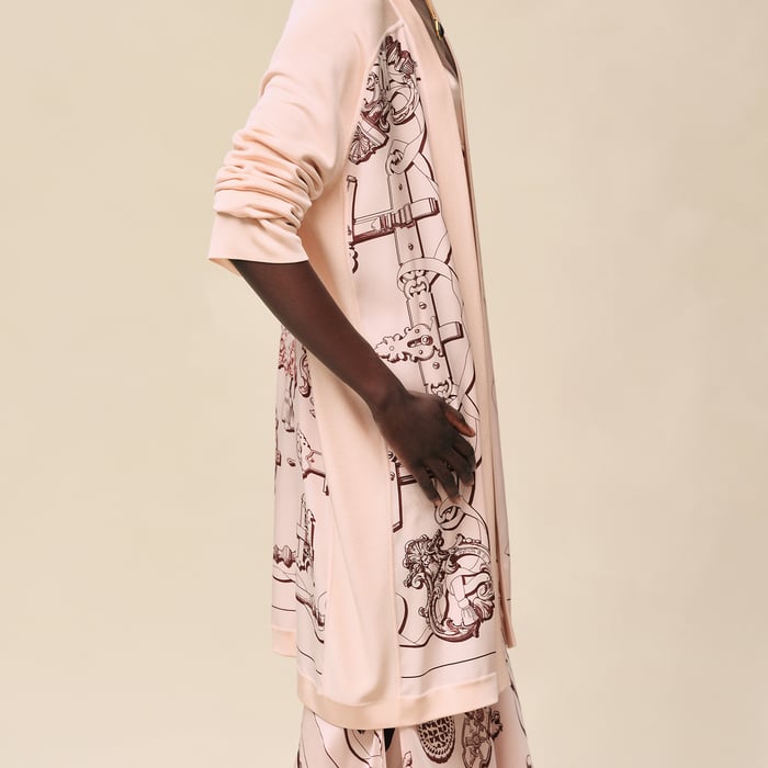 Rose Opaline "Ferronnerie Remix" Long-sleeve Twillaine Cardigan