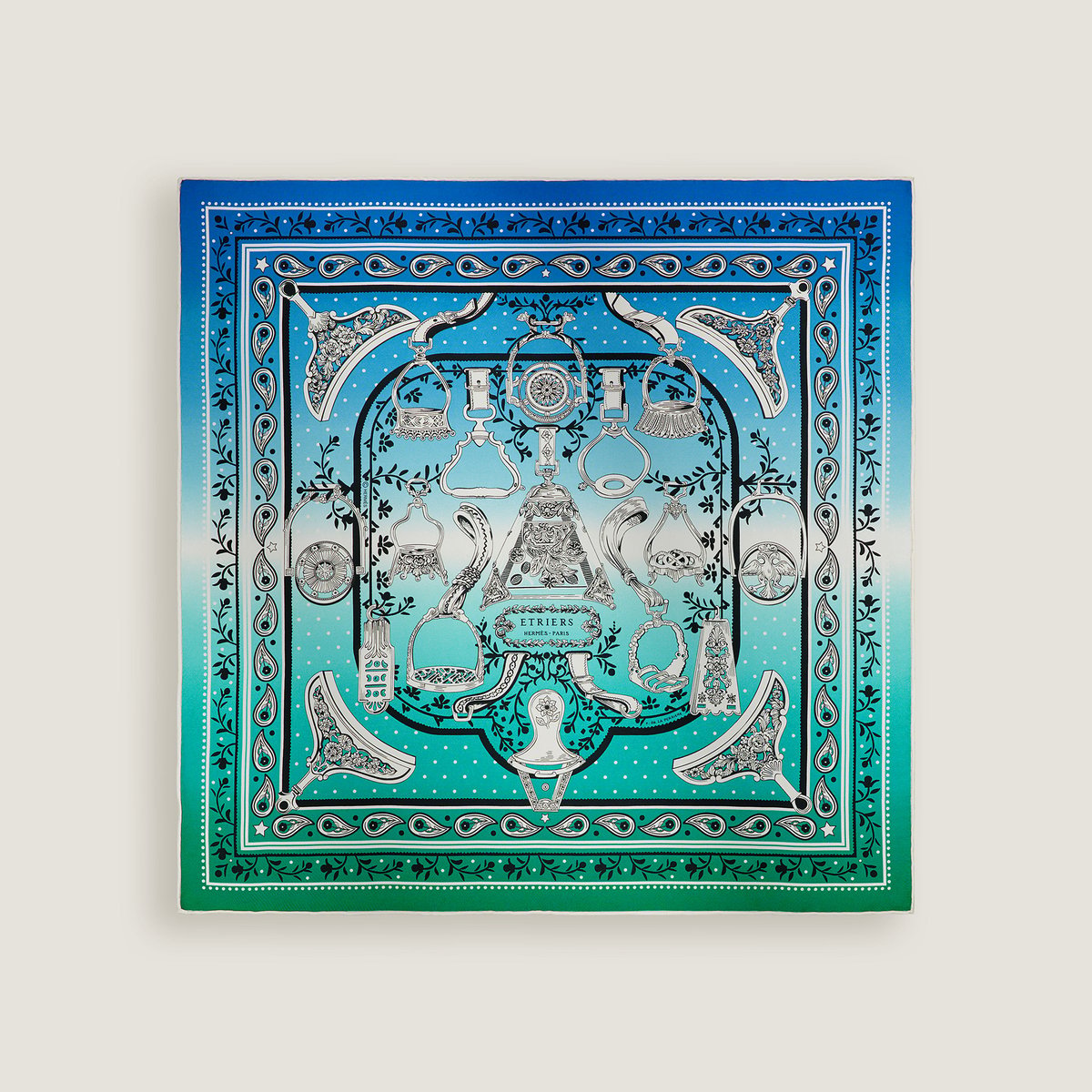 【極美品】HERMES-PARIS マイク柄 Hermes 