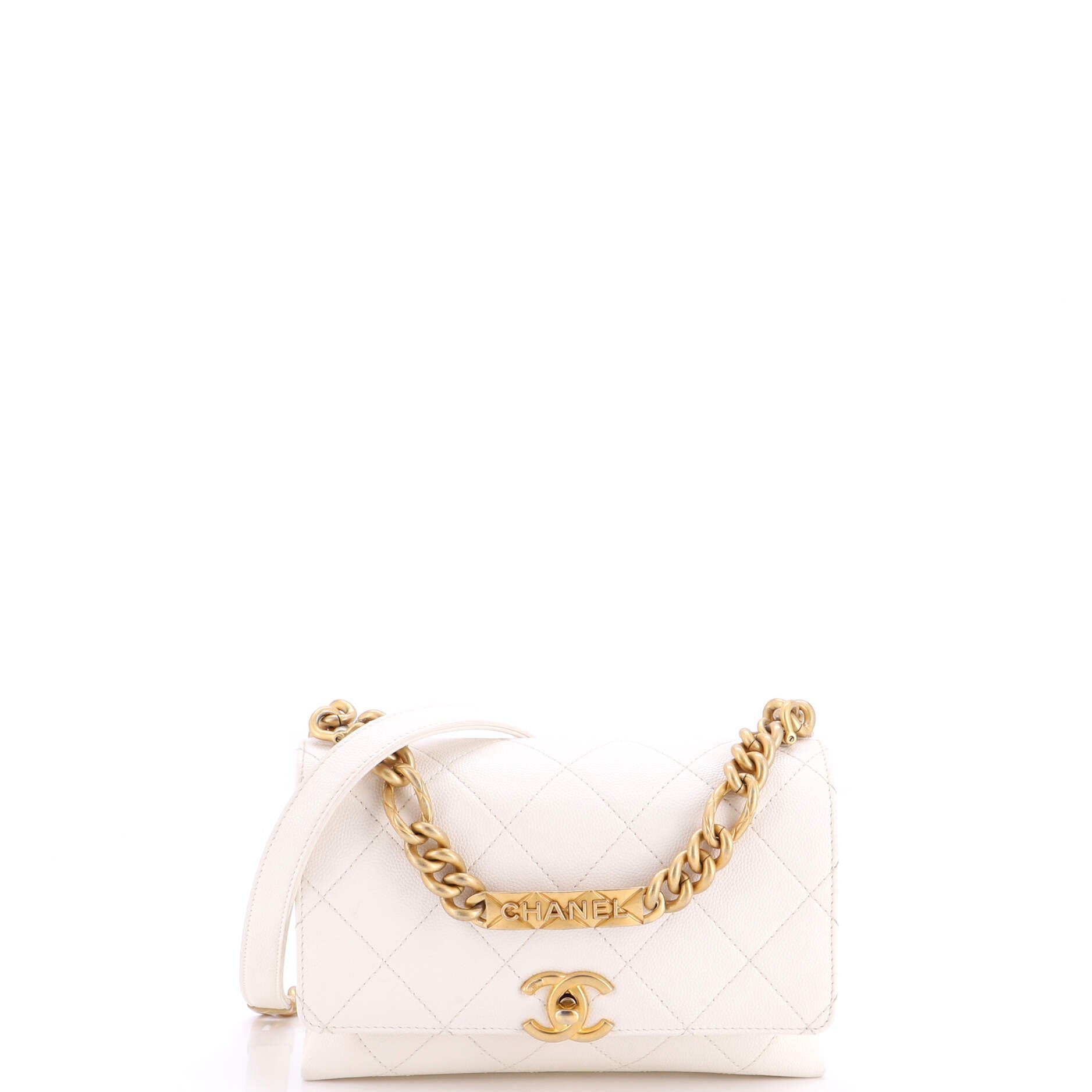 Bracelet On Chain Flap Bag Quilted Caviar Mini