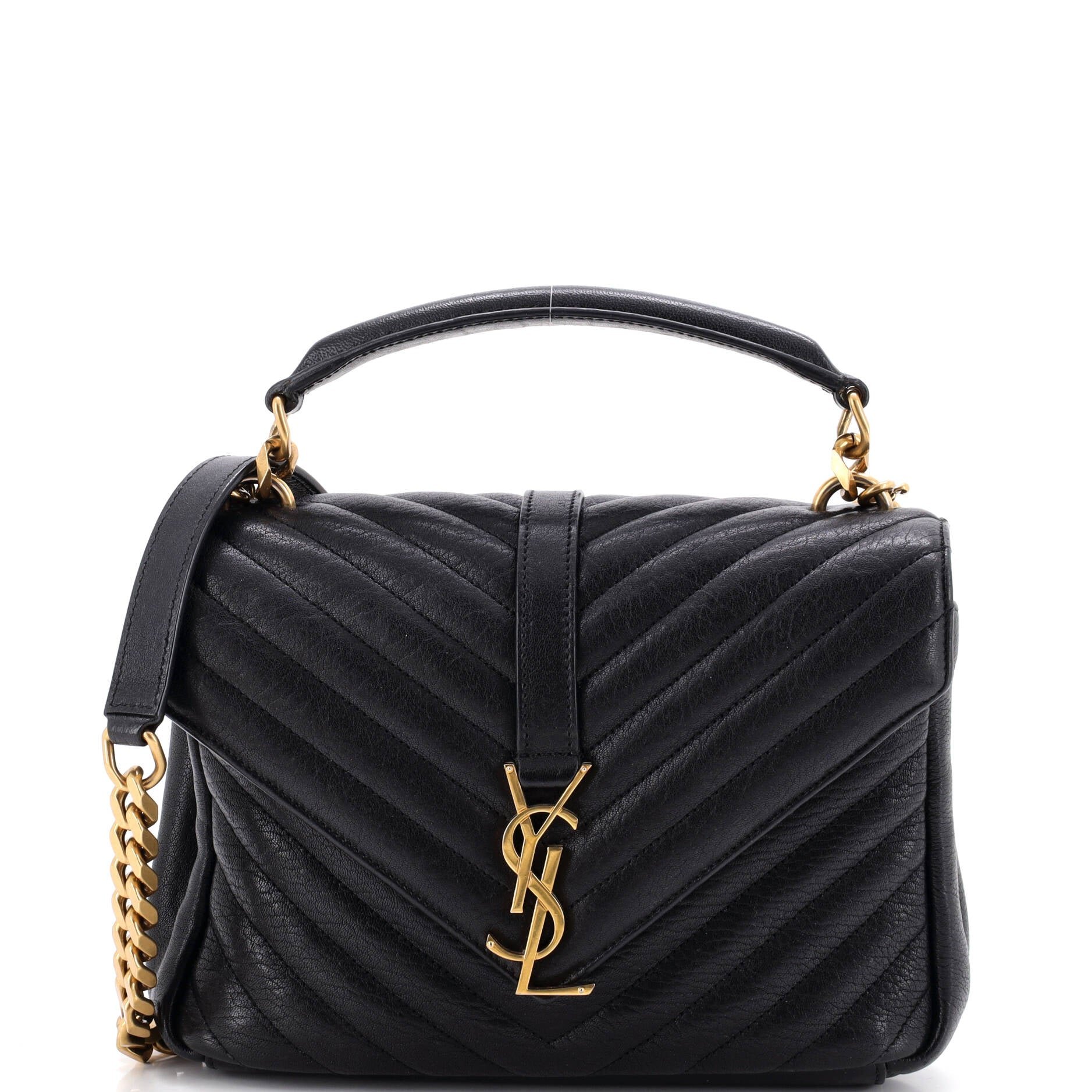 Classic Monogram College Bag Matelasse Chevron Leather Medium