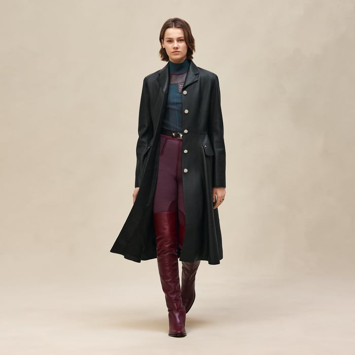 Noir Equestrian Leather Coat