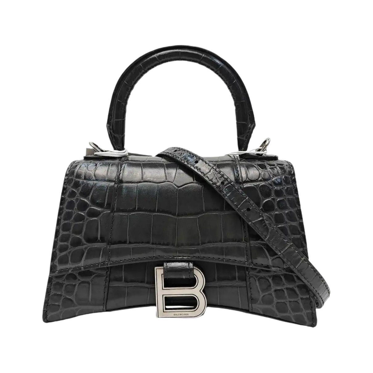 Hourglass leather handbag