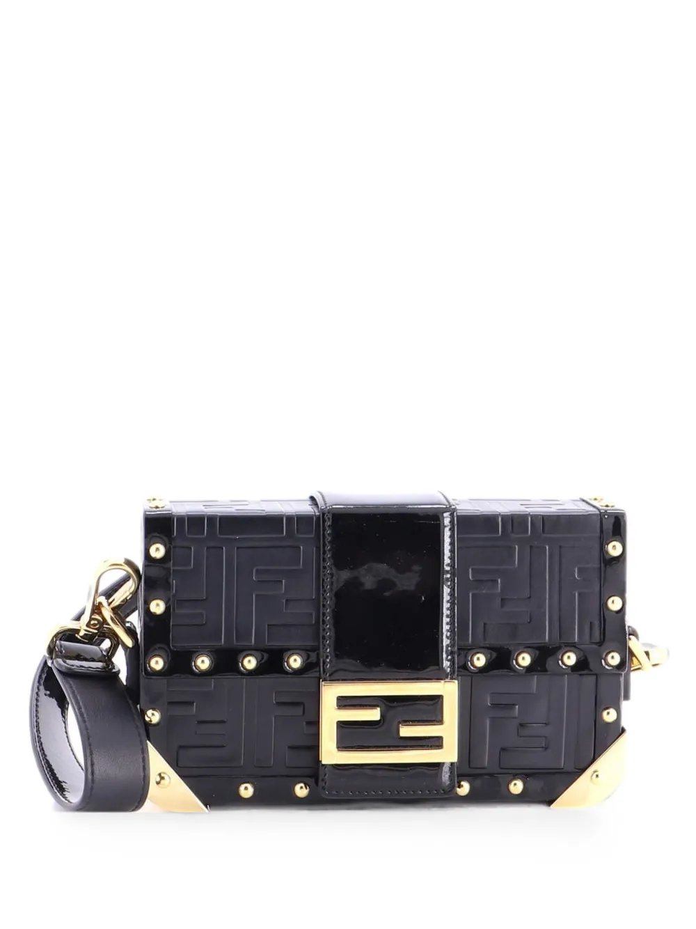 Baguette Trunk Bag Zucca Embossed Leather Mini crossbody bag