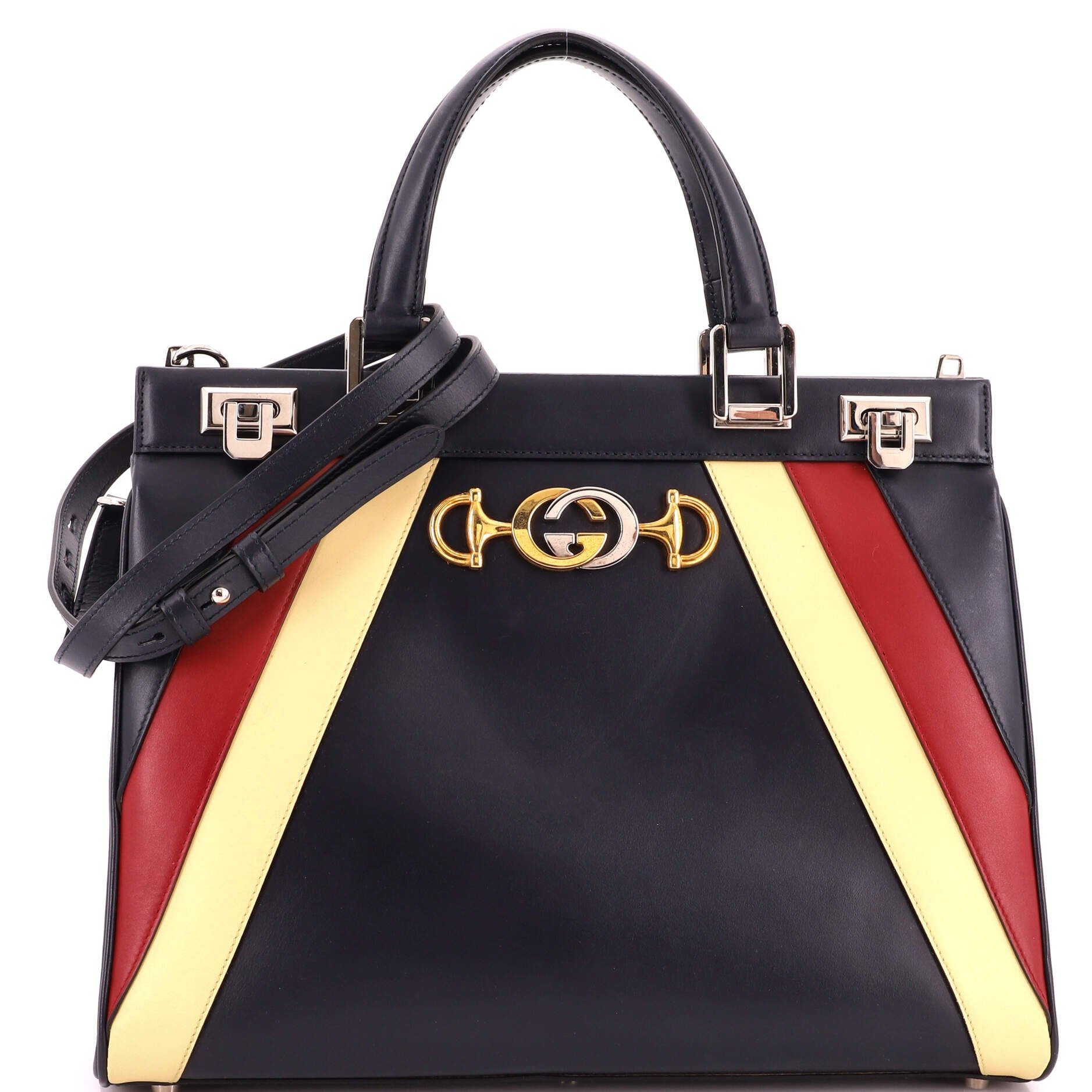 Zumi Top Handle Bag Striped Leather Medium