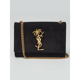 Yves Saint Laurent Black Suede Small Kate Palm Tree Bag