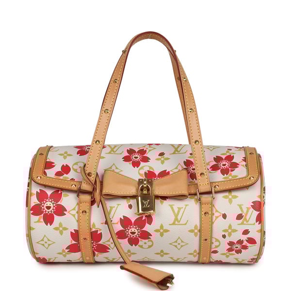 Louis Vuitton Vintage Louis Vuitton X Takashi Murakami Cream and Red Cherry Blossom Papillon Gold Hardware