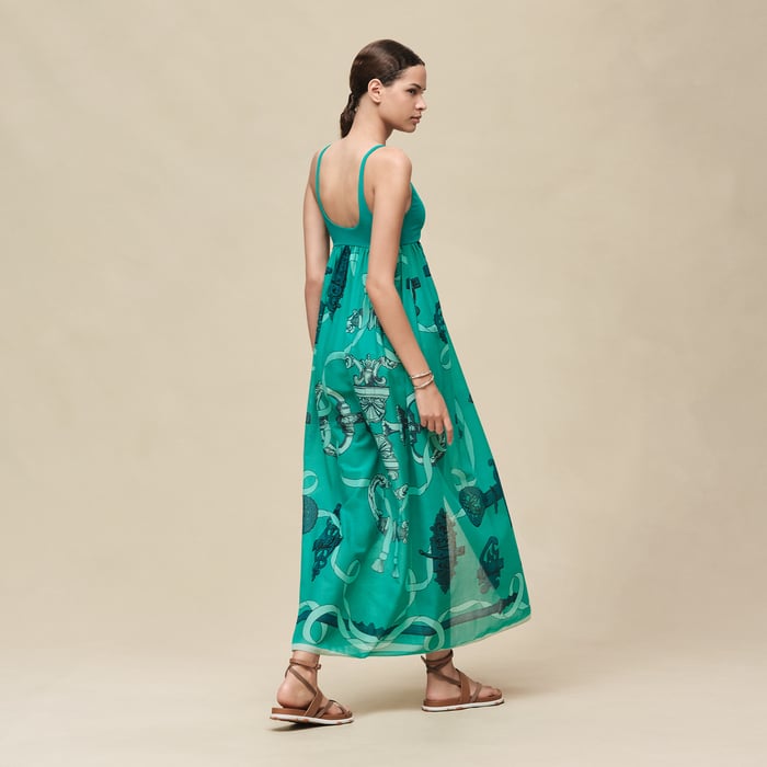 Vert Tourmaline Robe De Plage Mix Matière Imprimé « ferronnerie Remix »