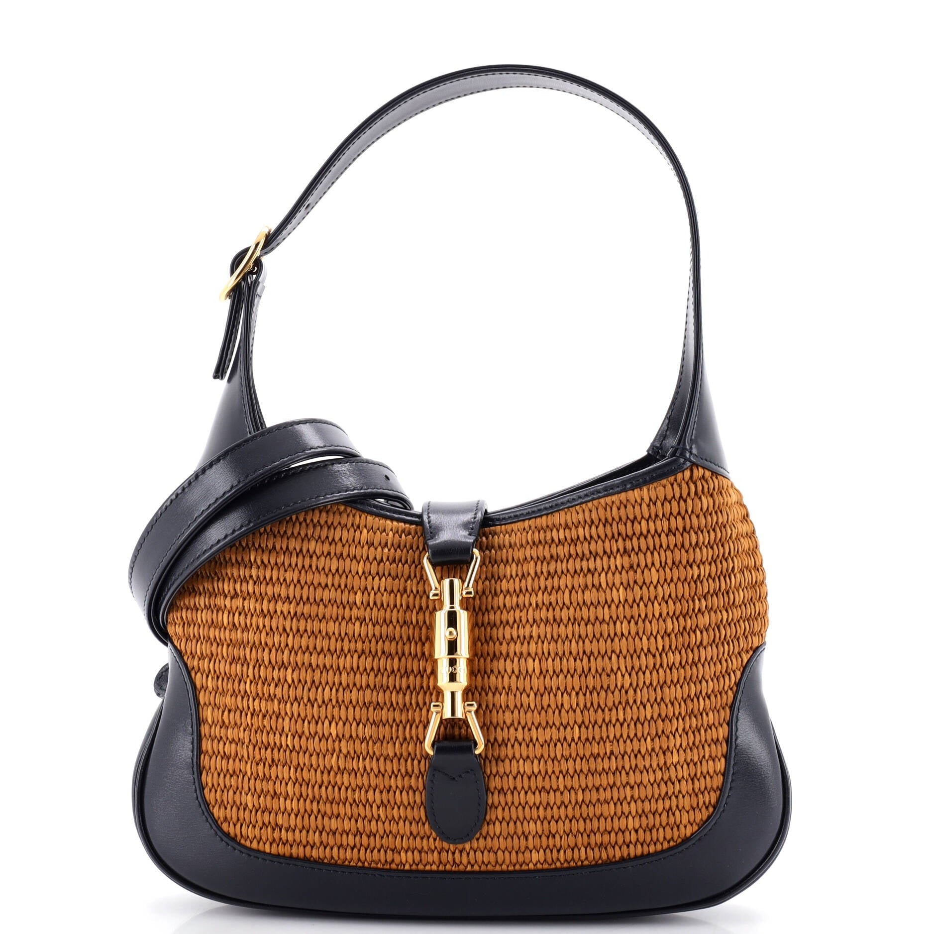Jackie 1961 Hobo Straw with Leather Small