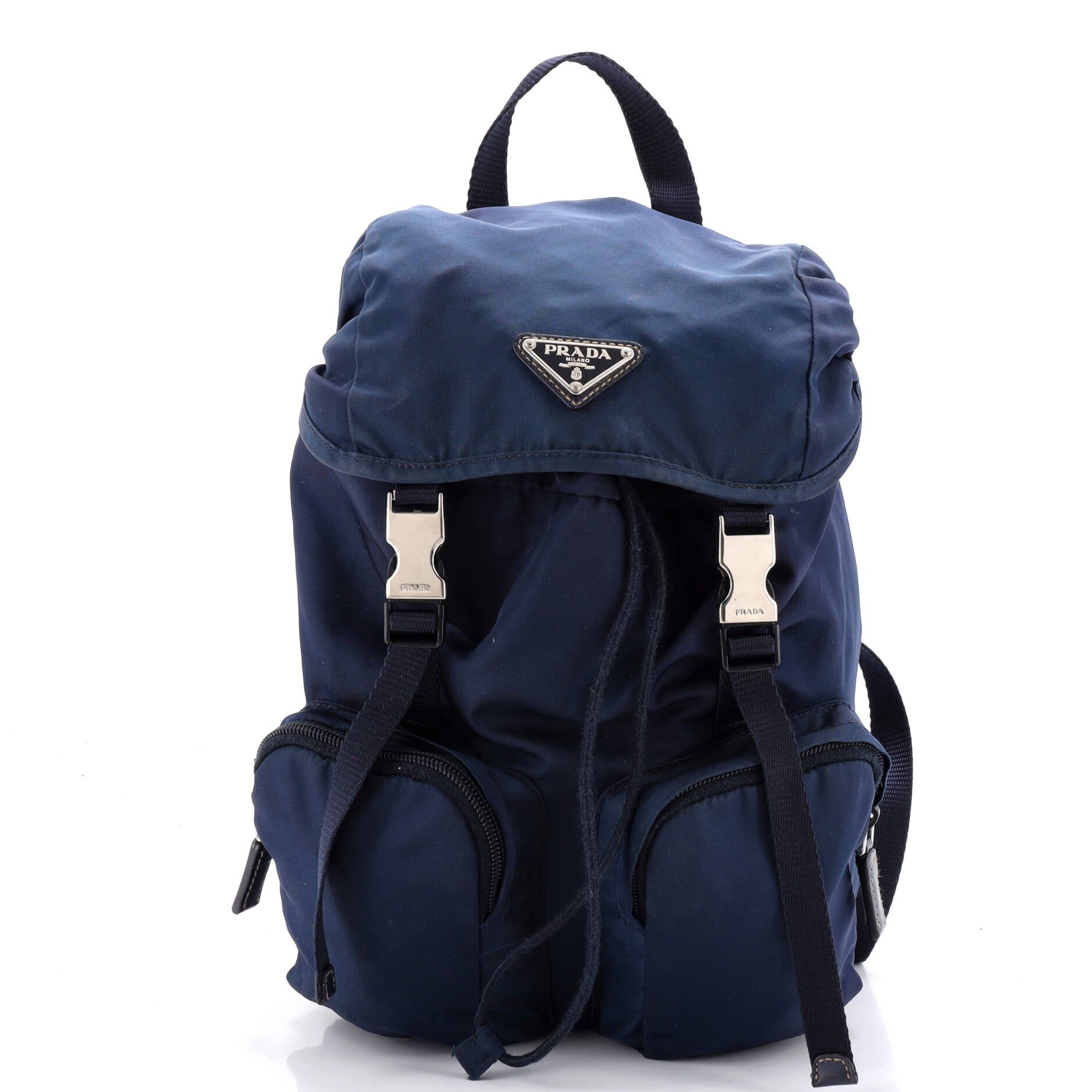 Double Pocket Buckle Backpack Tessuto Small