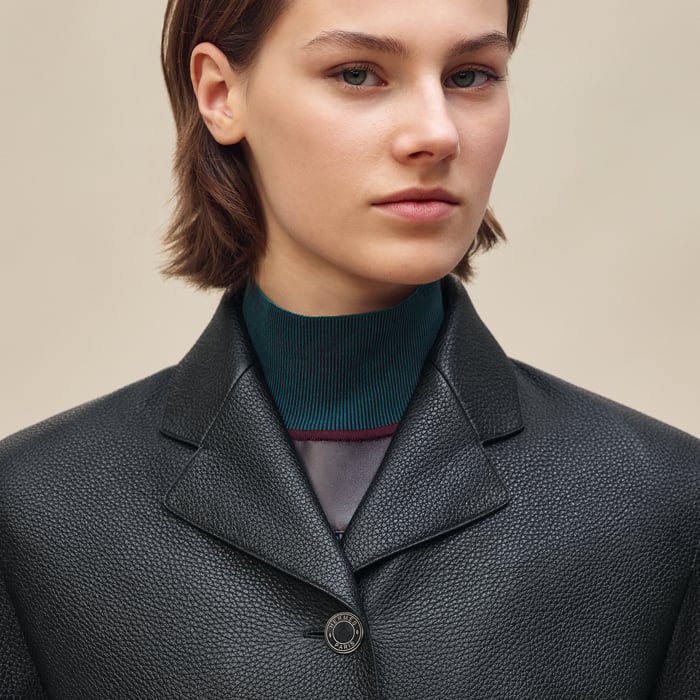 Noir Equestrian Leather Coat