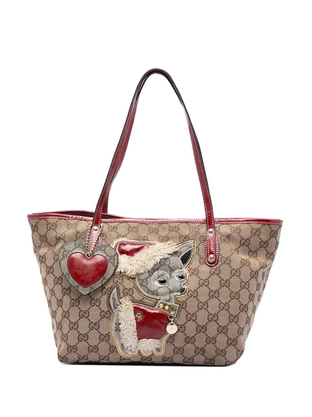2016-2026 Small GG Canvas Brando Guccioli Holiday Chihuahua tote bag