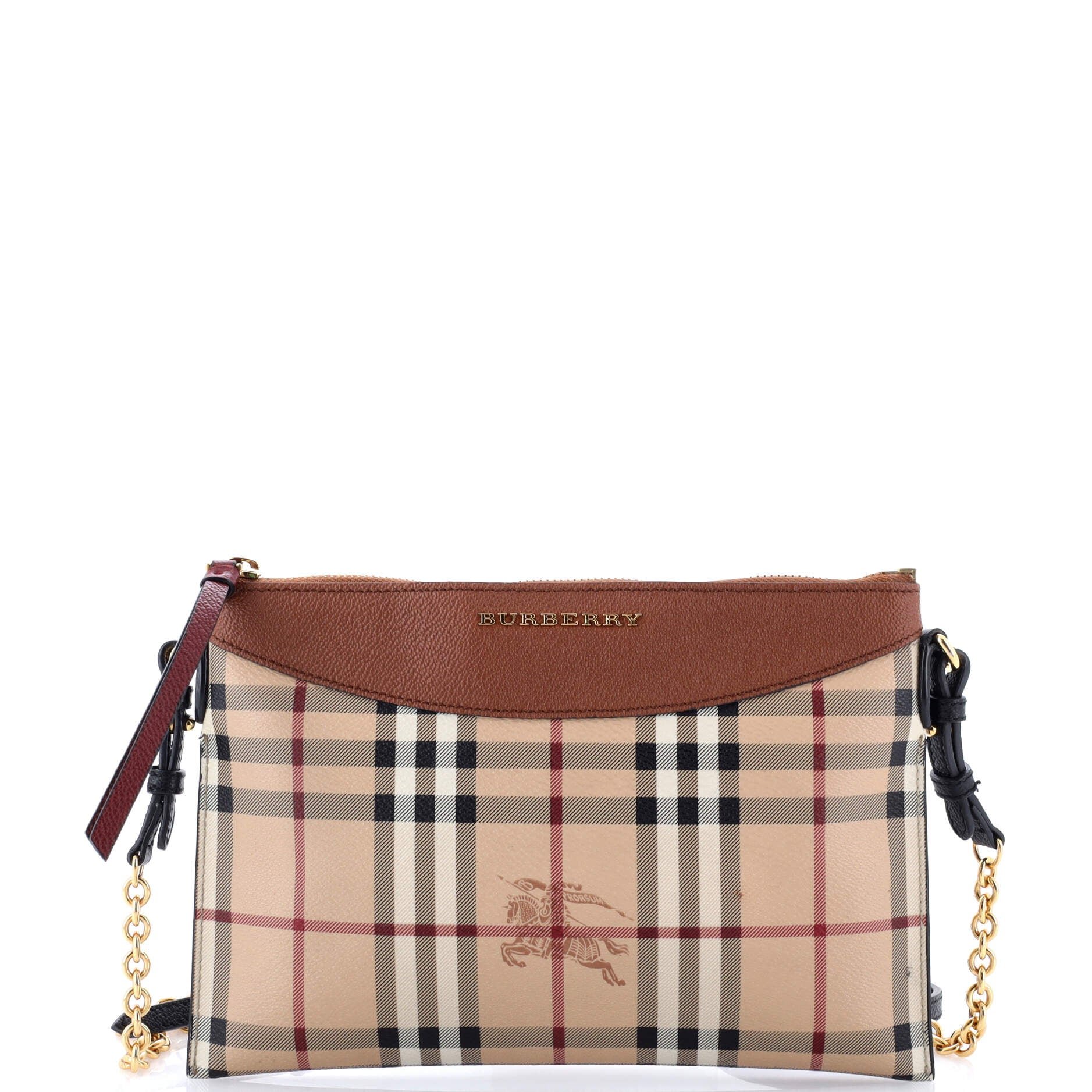 Burberry Peyton Crossbody Bag Haymarket Coated Canvas
