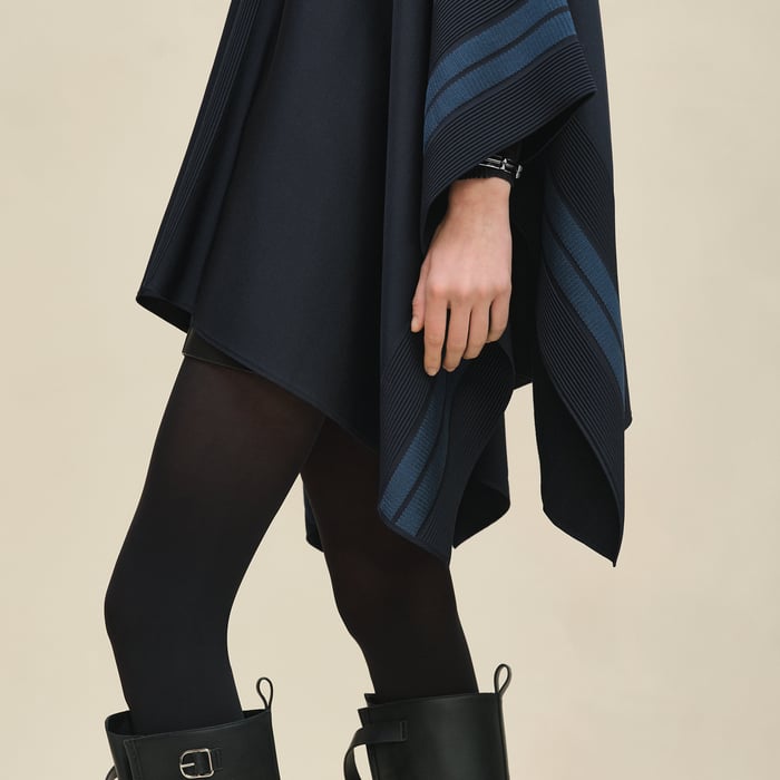 Bleu Noir Bicolor Poncho