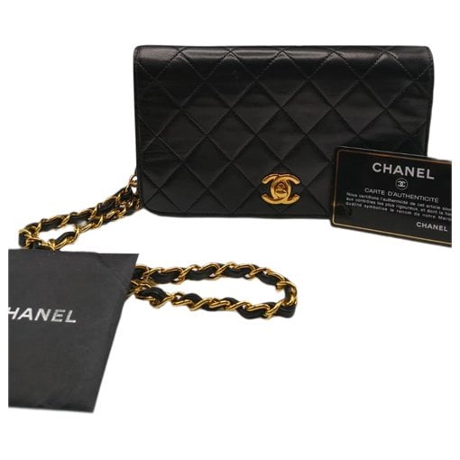 Trendy CC Wallet on Chain leather handbag