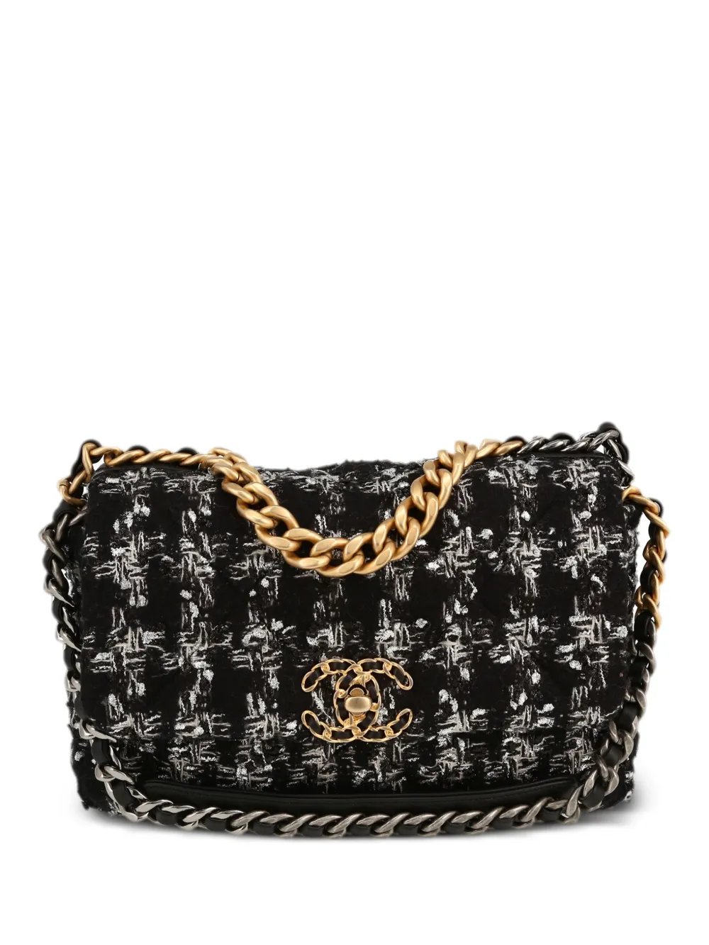 19 flap tweed two-way shoulde rbag