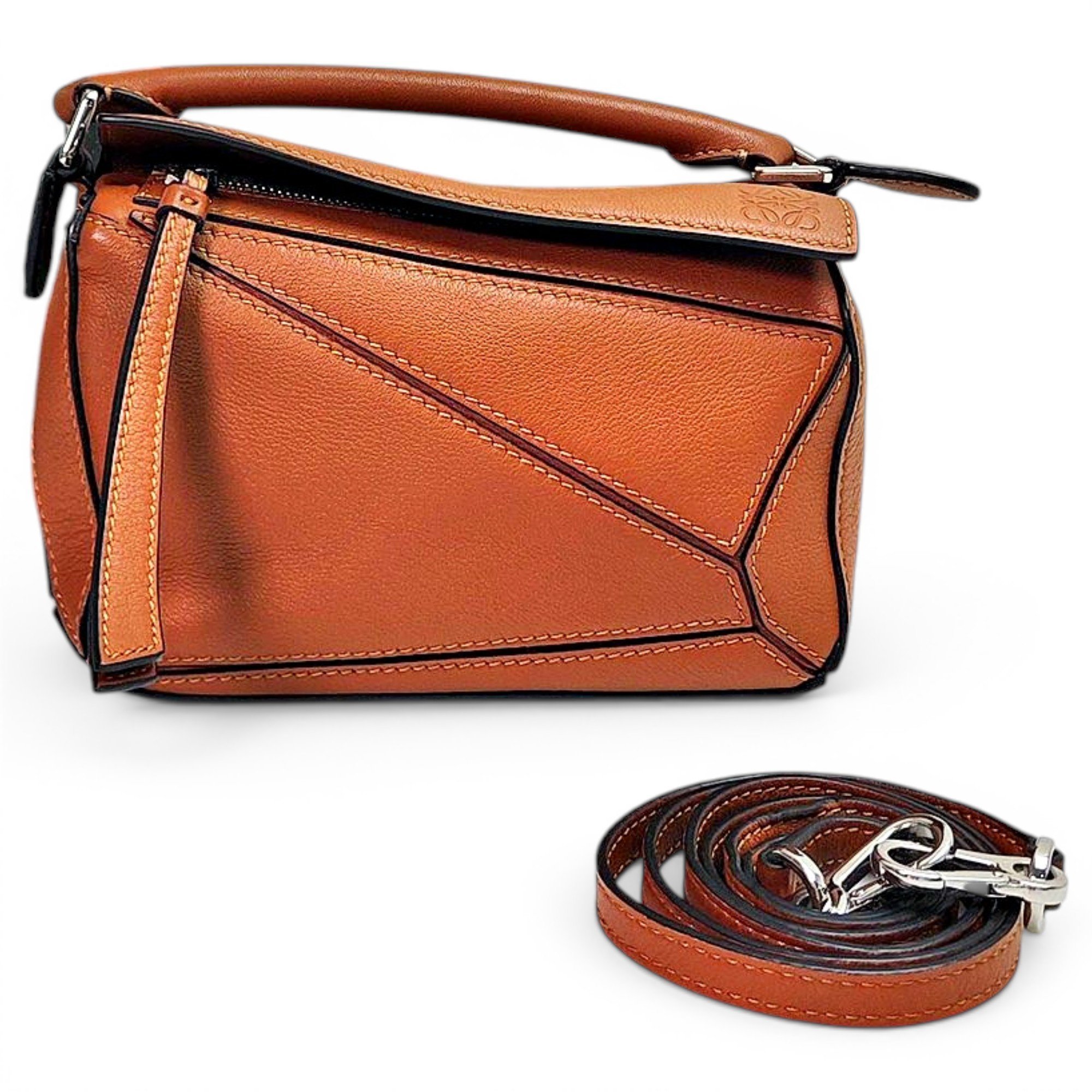 Puzzle leather handbag