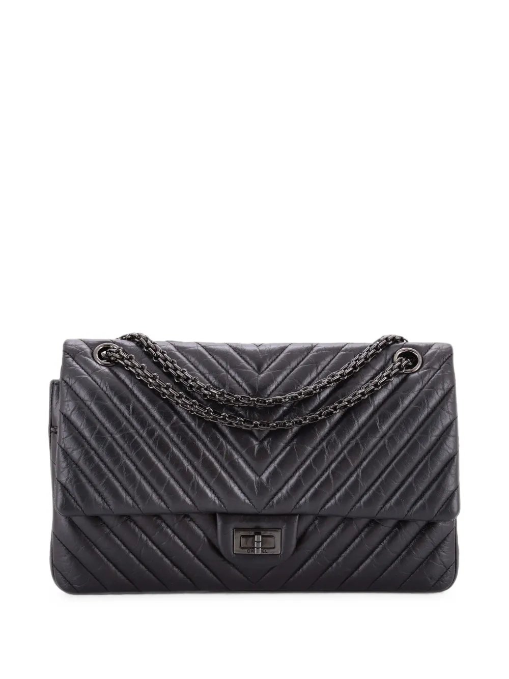 So Black Reissue 2.55 Flap Bag Chevron Aged Calfskin 226 crossbody bag