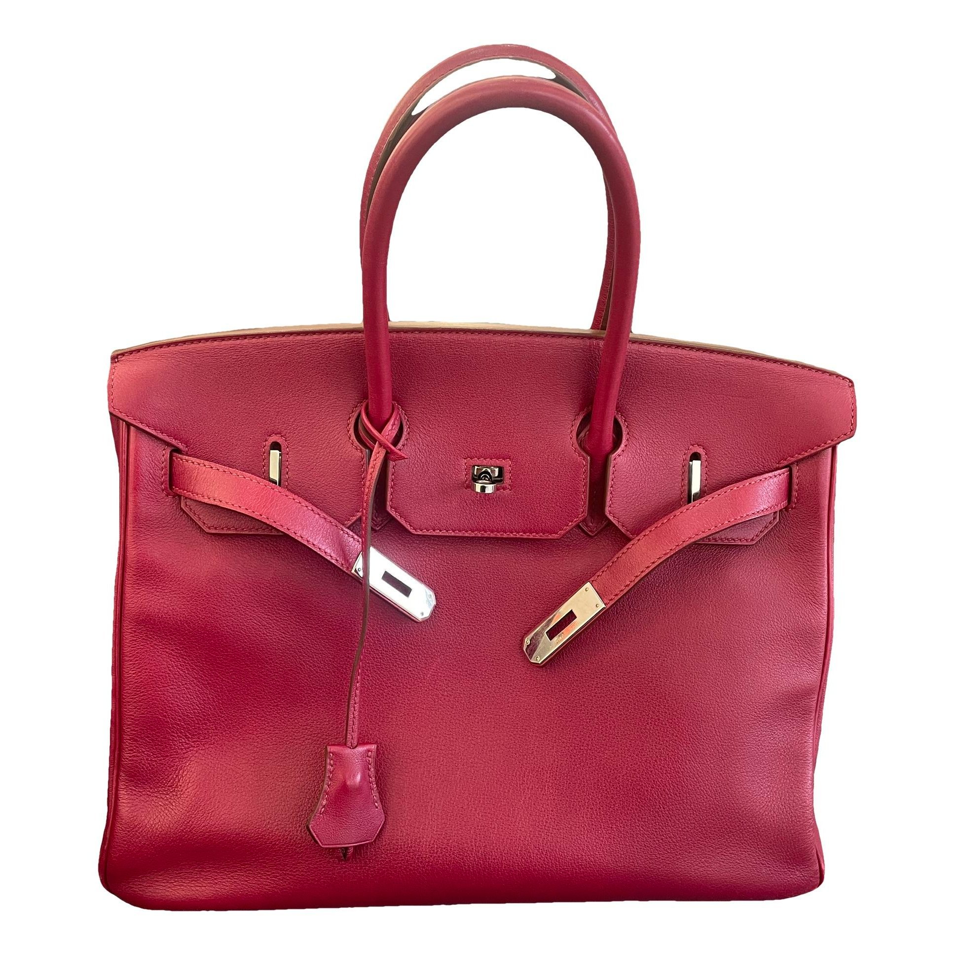 Hermes Birkin 35 Handbag Rouge Grenat Evercolor Leather