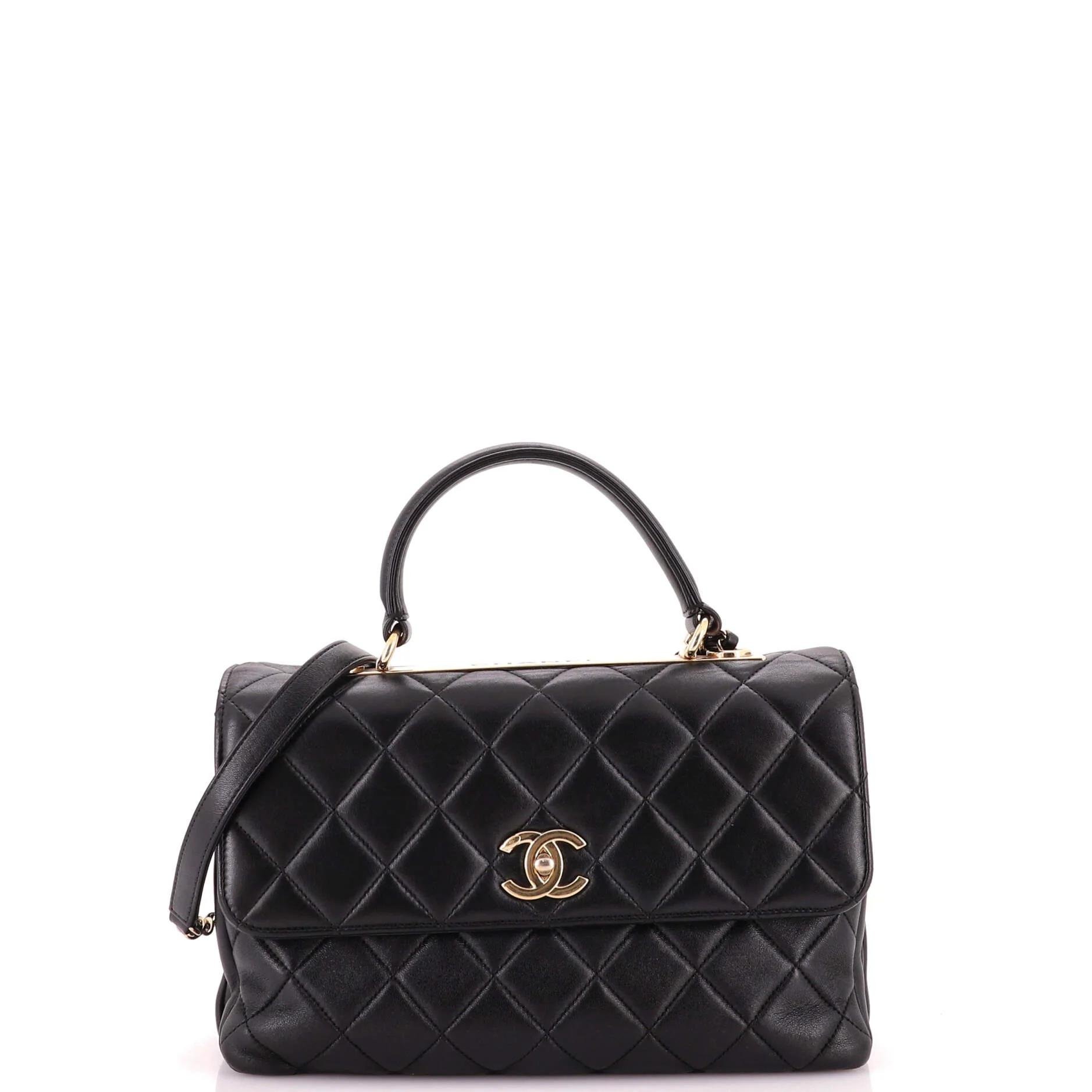 Trendy CC Top Handle leather handbag