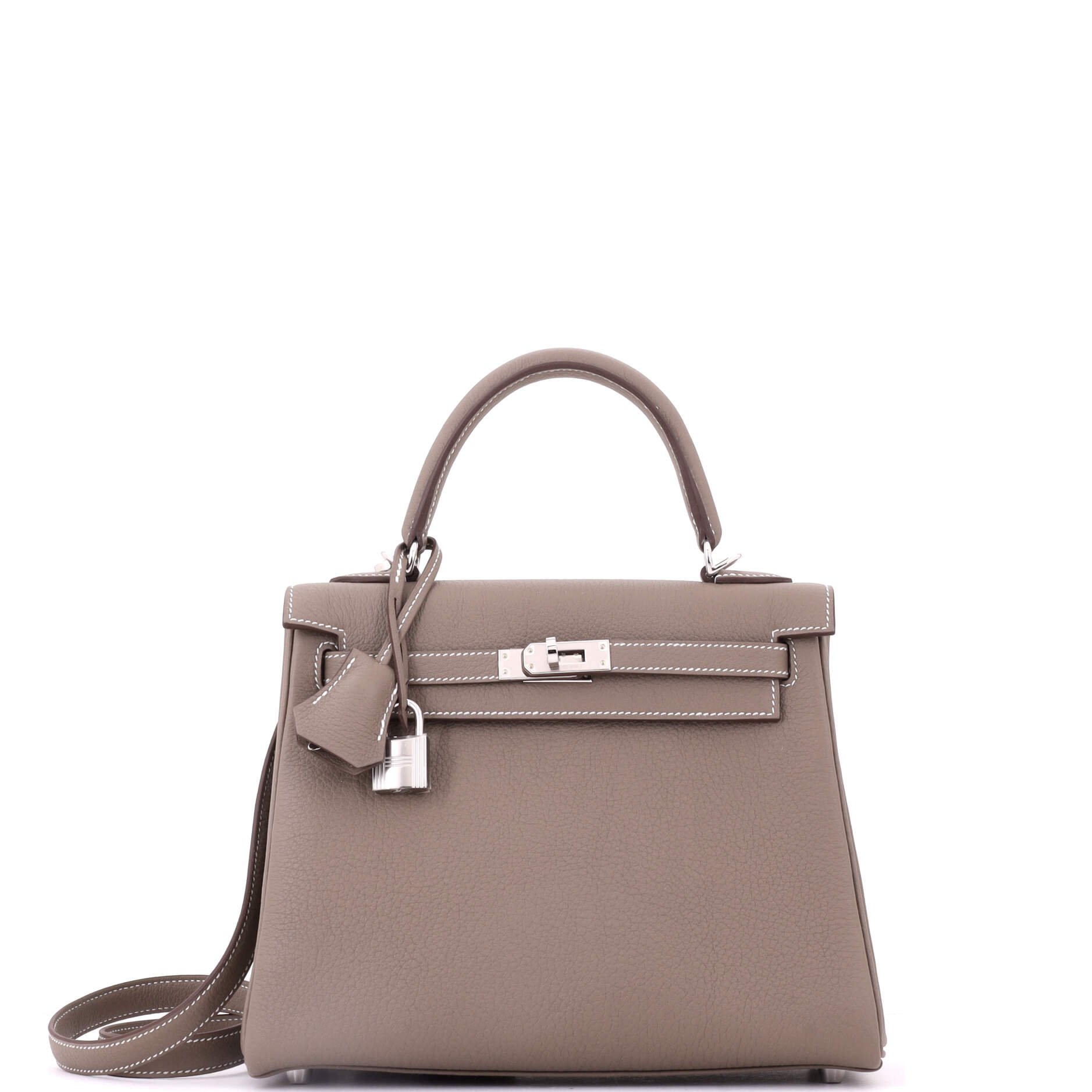 Kelly Handbag Etoupe Togo with Palladium Hardware 25