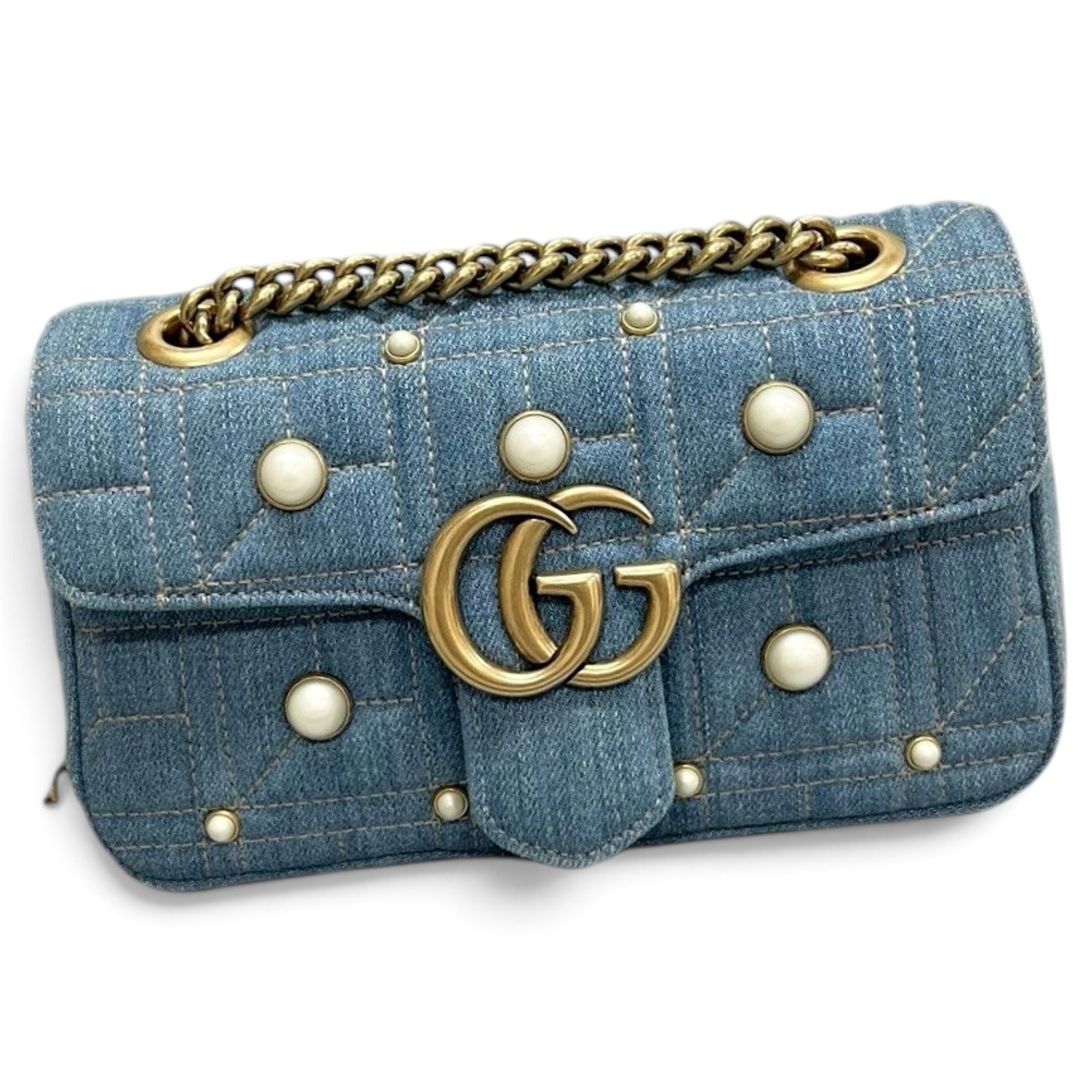 Pearly GG Marmont Flap cloth handbag