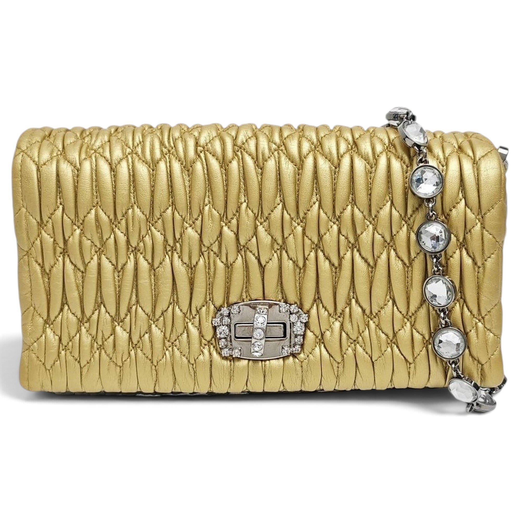 Miu Crystal leather handbag