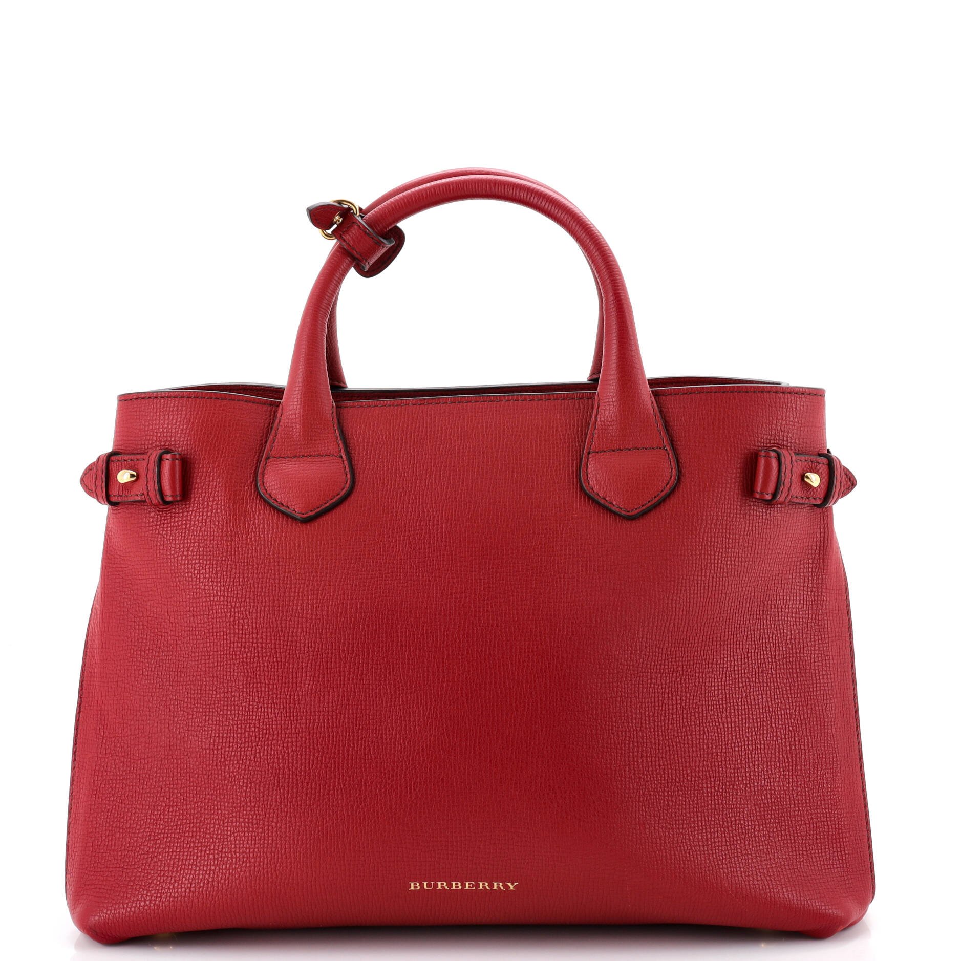 Burberry Banner Tote Leather and House Check Canvas Medium