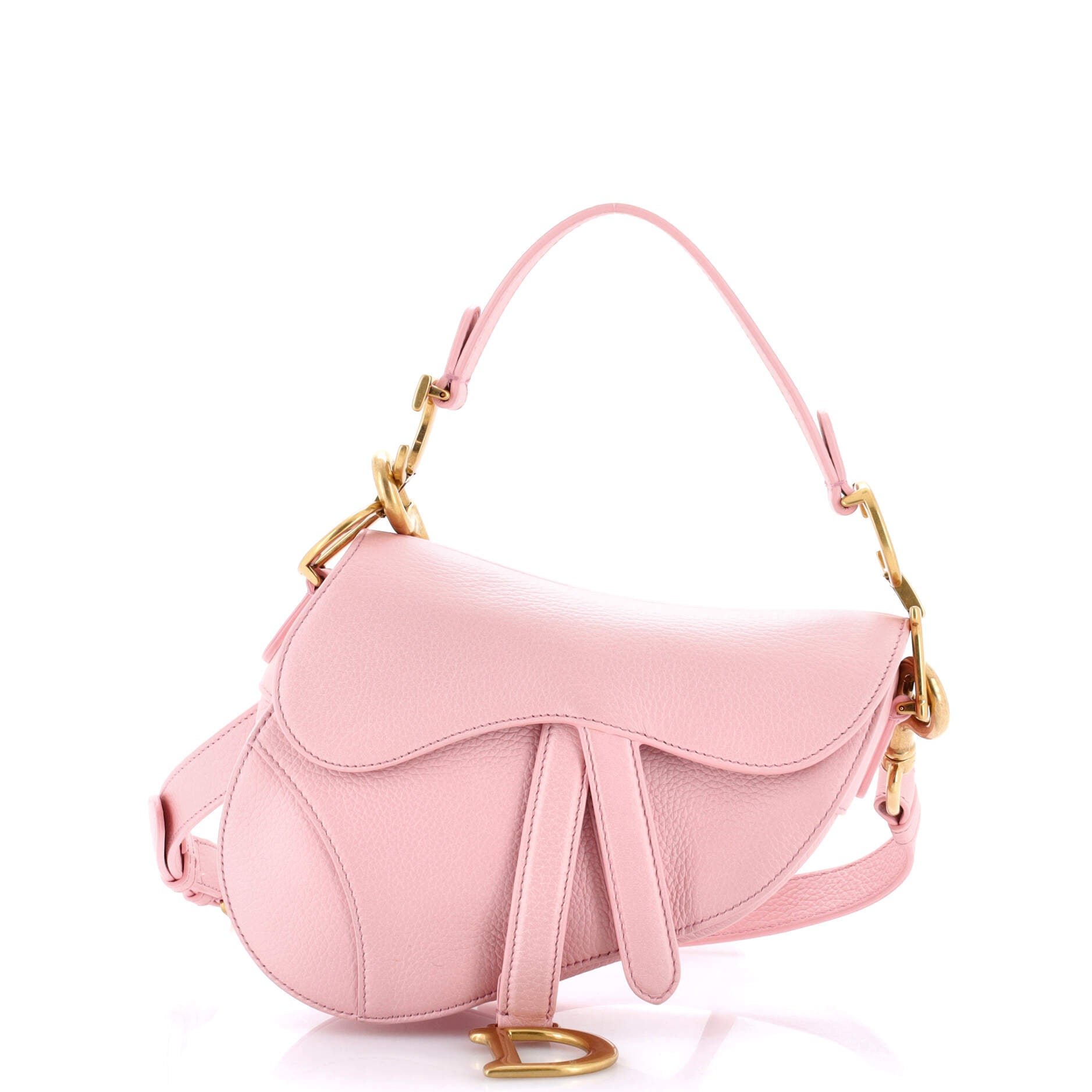 Dior Saddle Handbag with Strap Leather Mini
