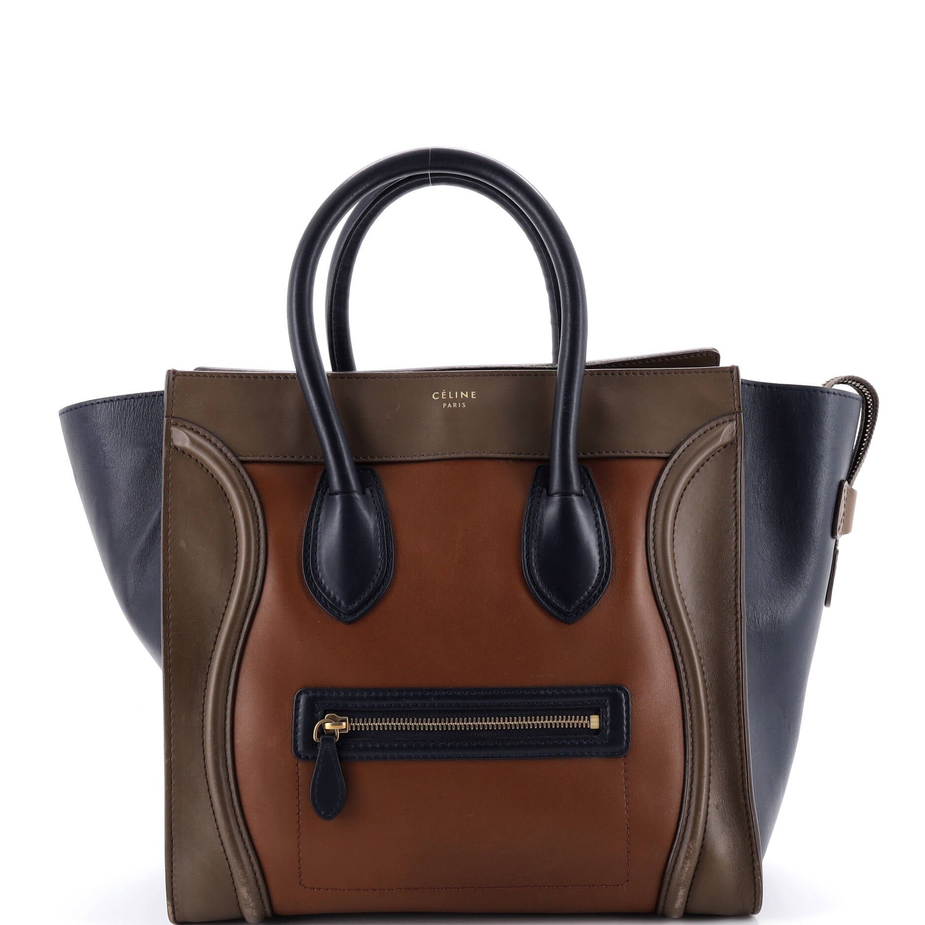 Tricolor Luggage Bag Leather Mini