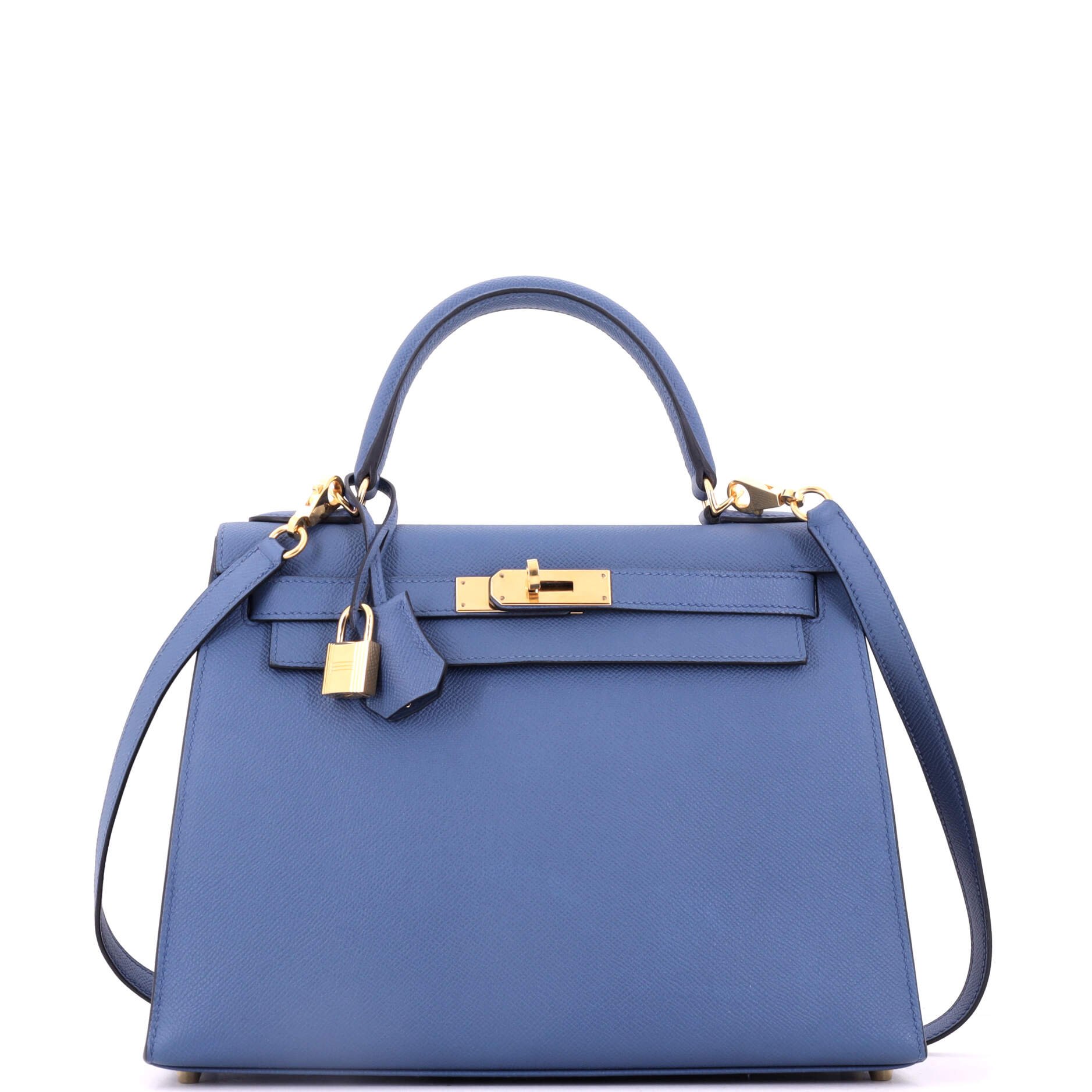 Kelly Handbag Bleu Agate Epsom with Gold Hardware 28