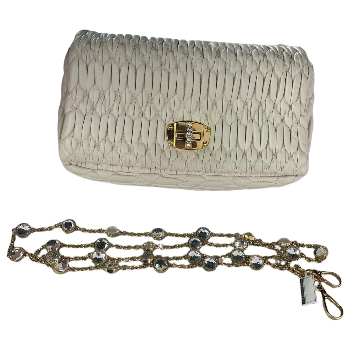 Miu Crystal leather handbag