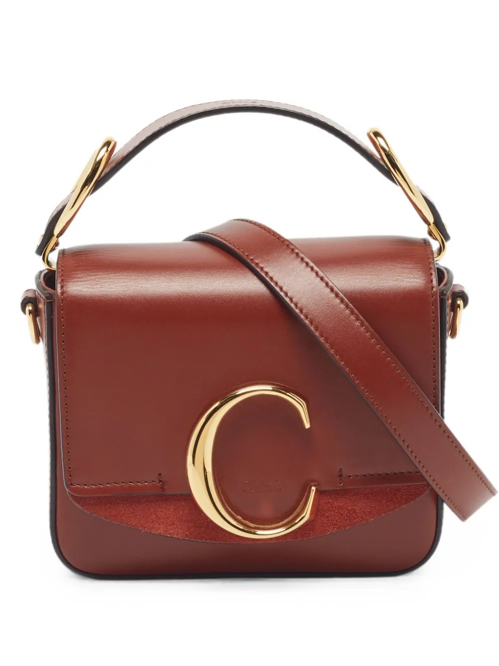 Chloe mini C suede-panelled shoulder bag
