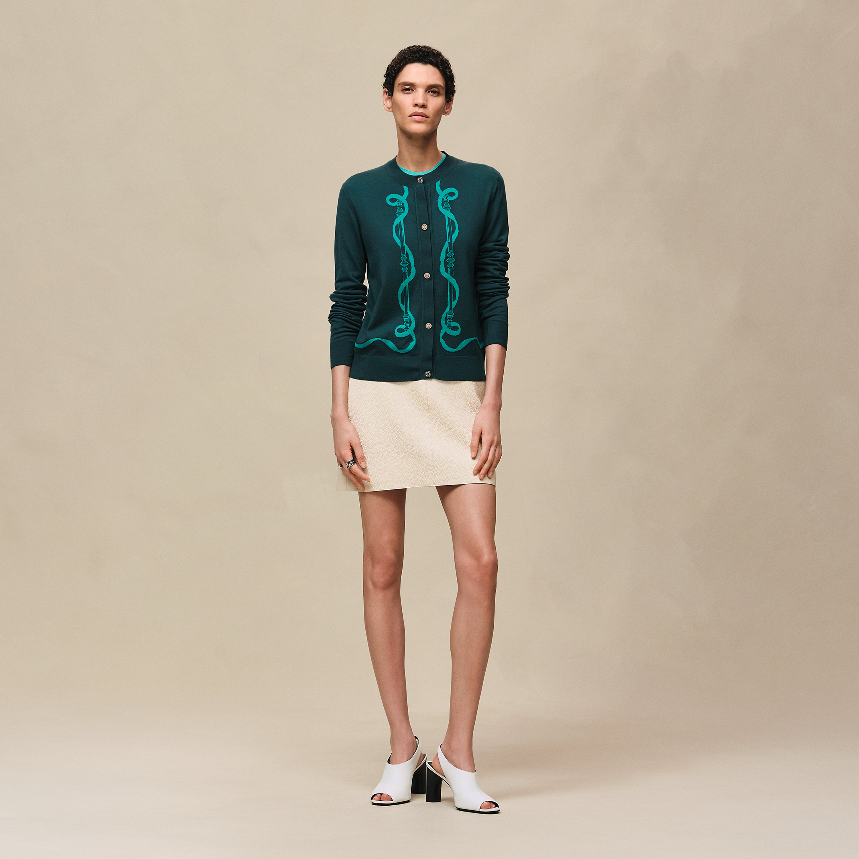 Cardigan manches longues motif « Ferronnerie »