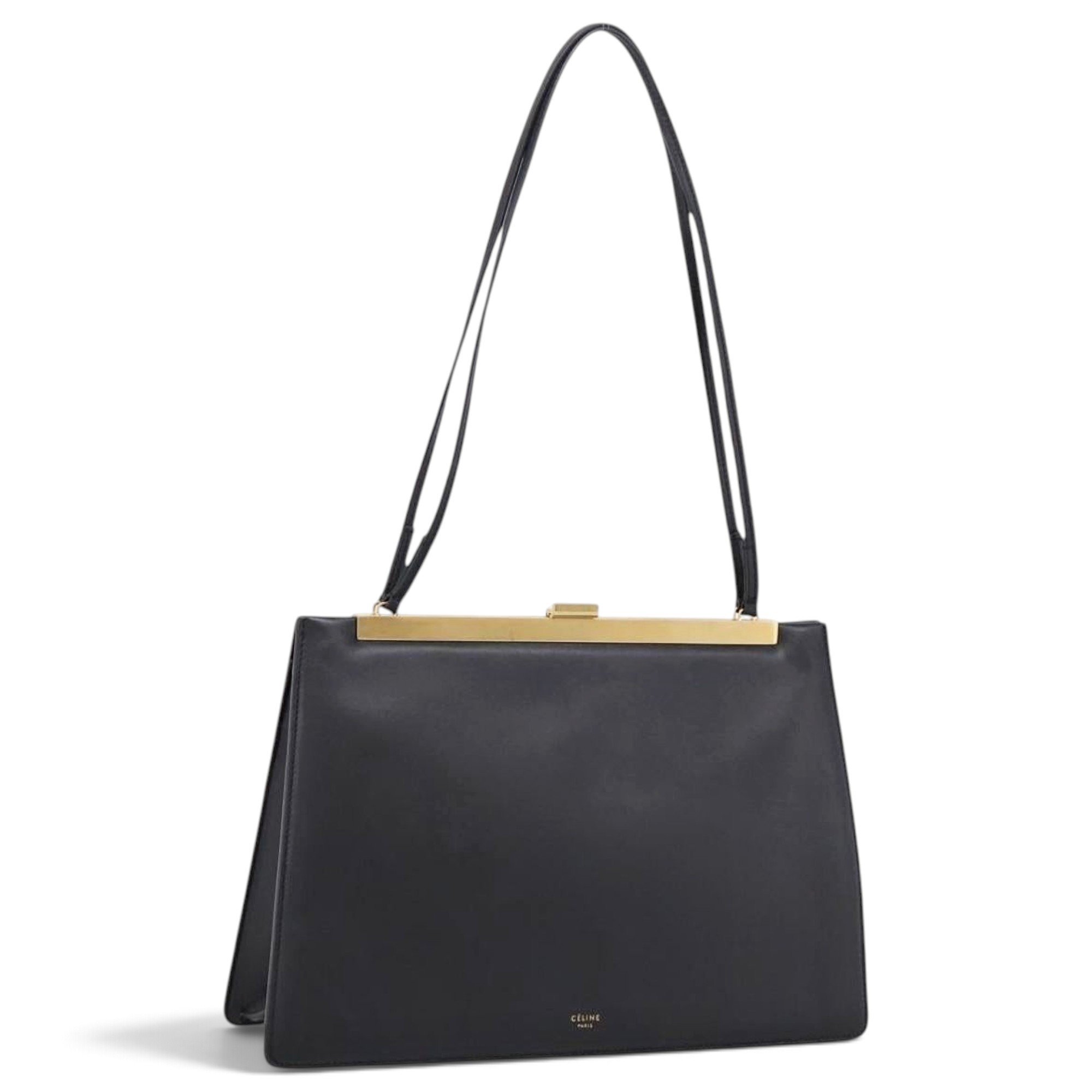 Clasp leather handbag