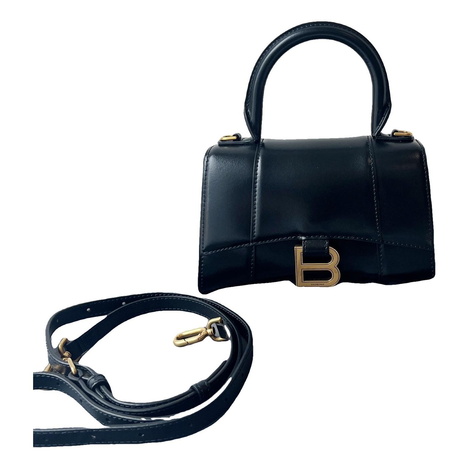 Hourglass leather handbag