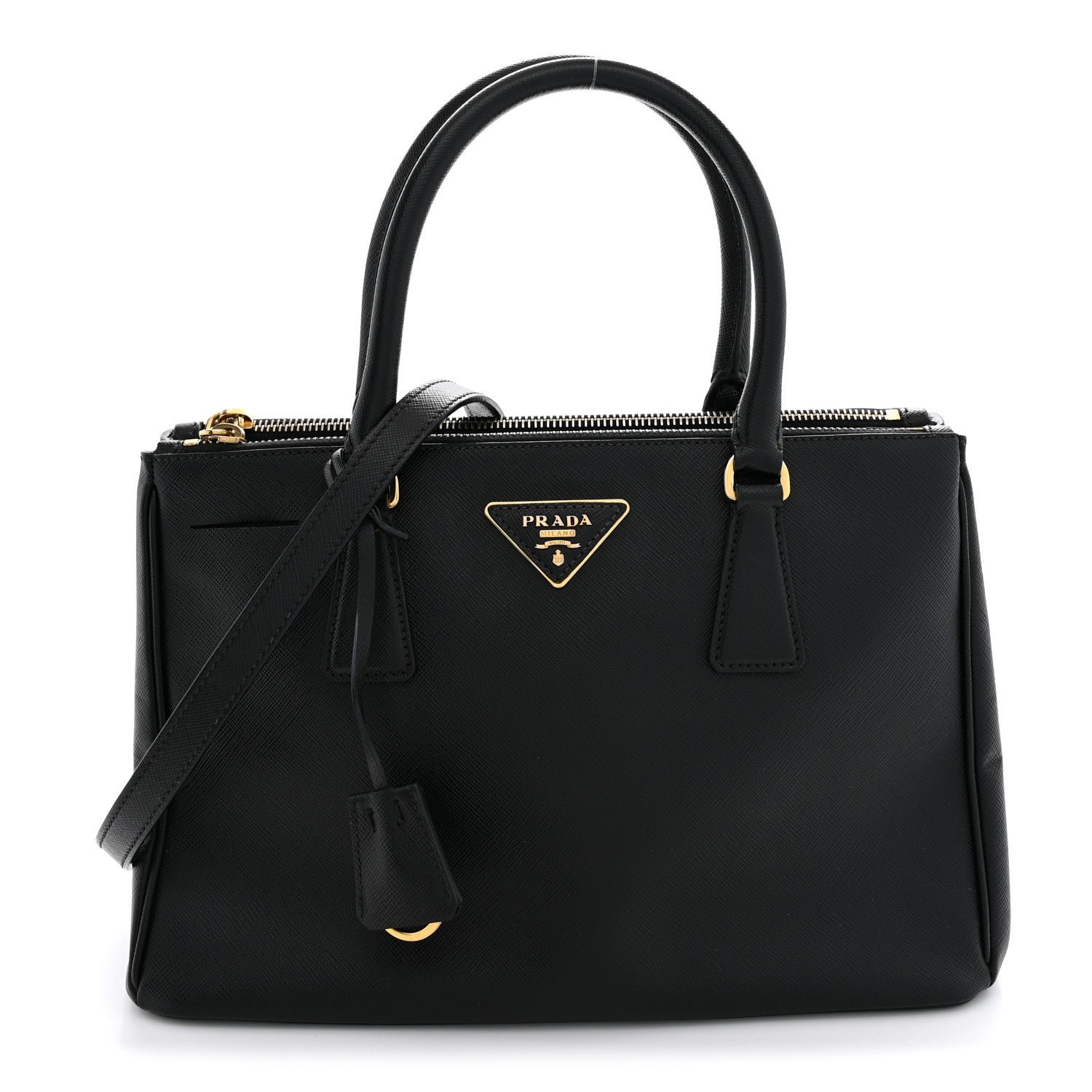 Prada Saffiano Small Galleria Double Zip Tote Black
