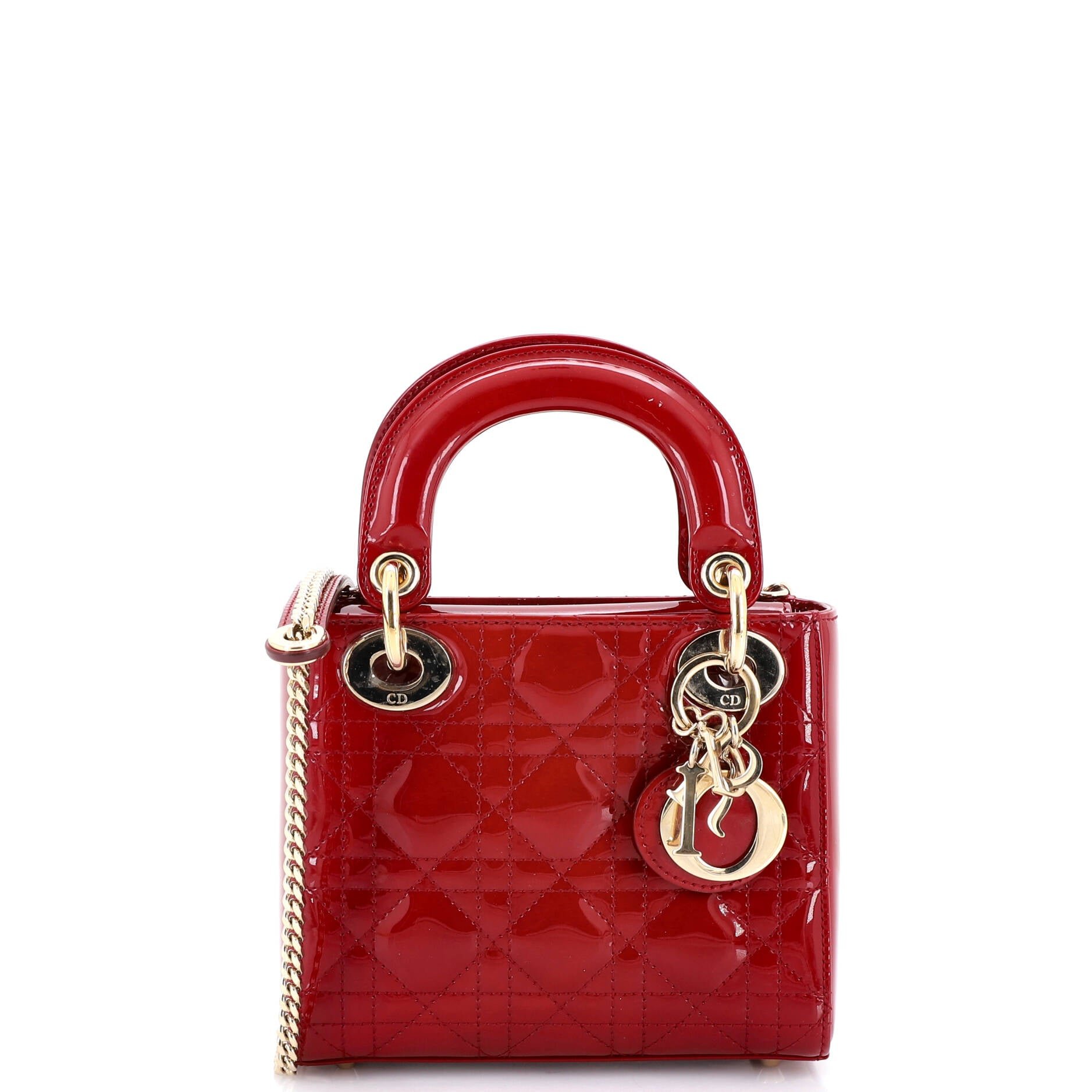 Lady Dior Chain Bag Cannage Quilt Patent Mini