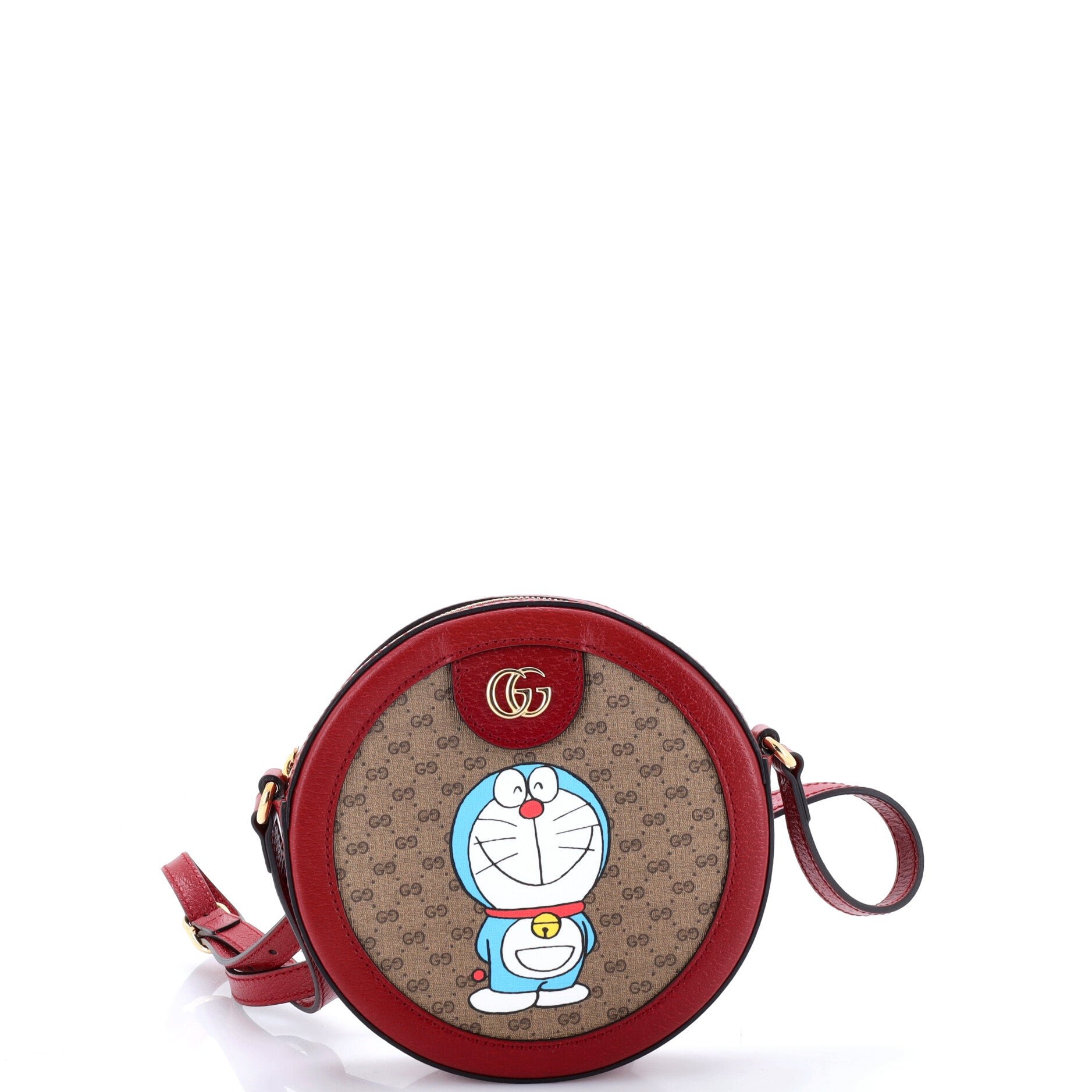 Doraemon Round Shoulder Bag Printed Mini GG Coated Canvas