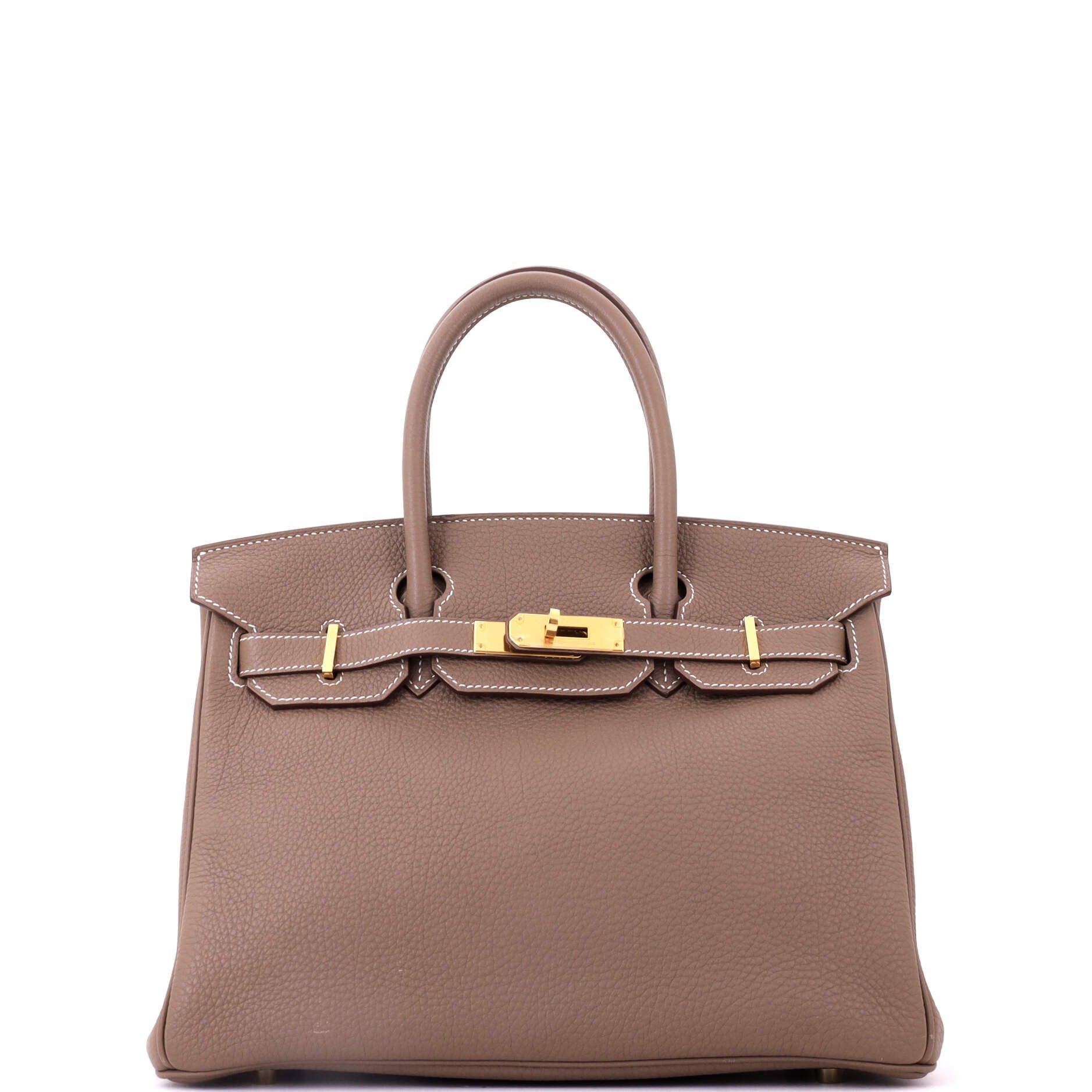 Hermes Birkin Handbag Grey Togo with Gold Hardware 30