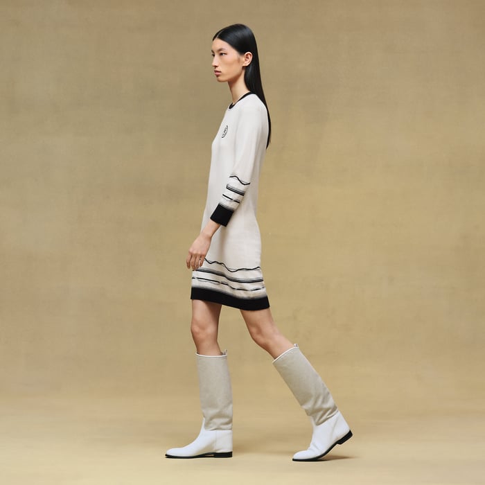 Blanc Nacre "Ex-libris" 3/4-sleeve Dress