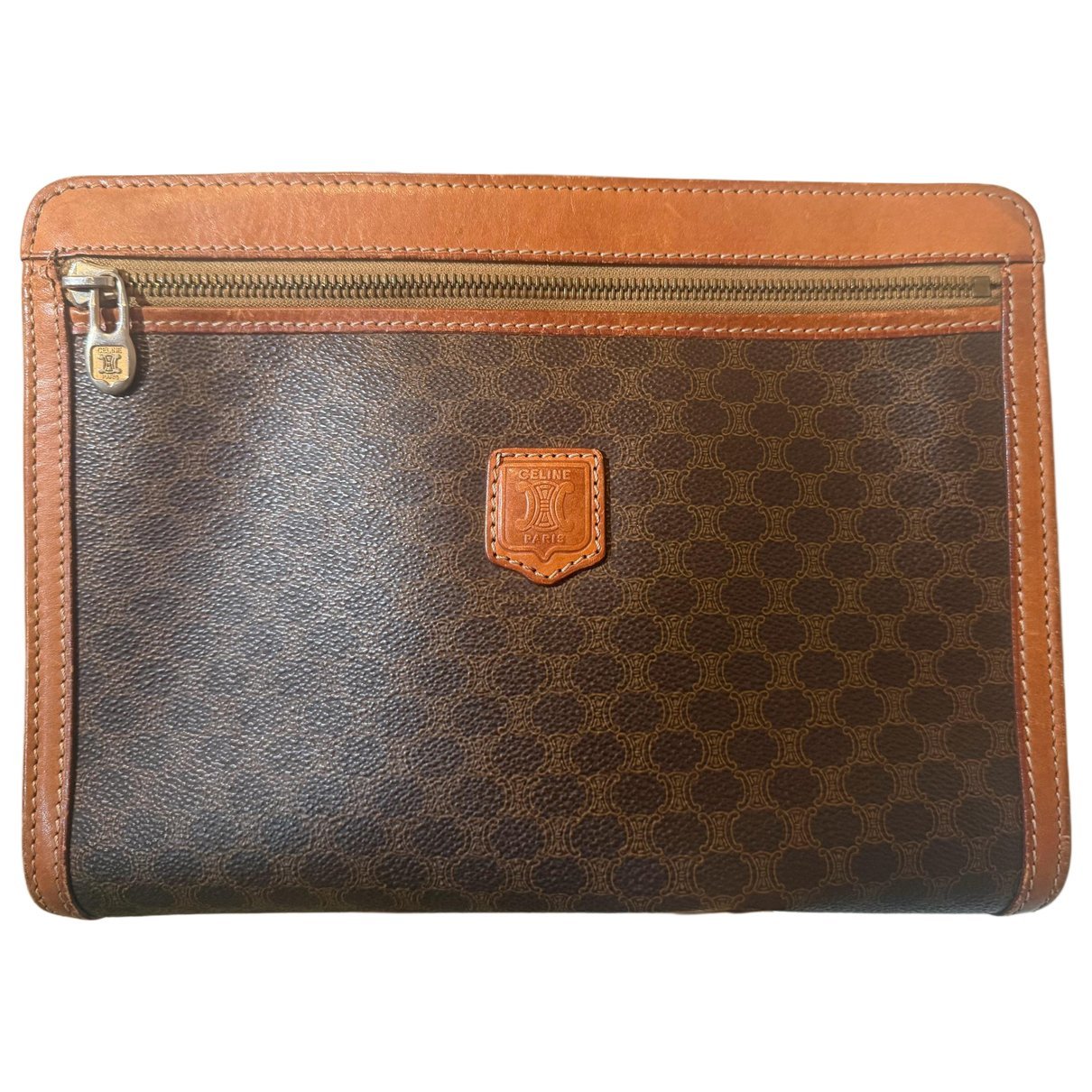 Triomphe Vintage leather clutch bag
