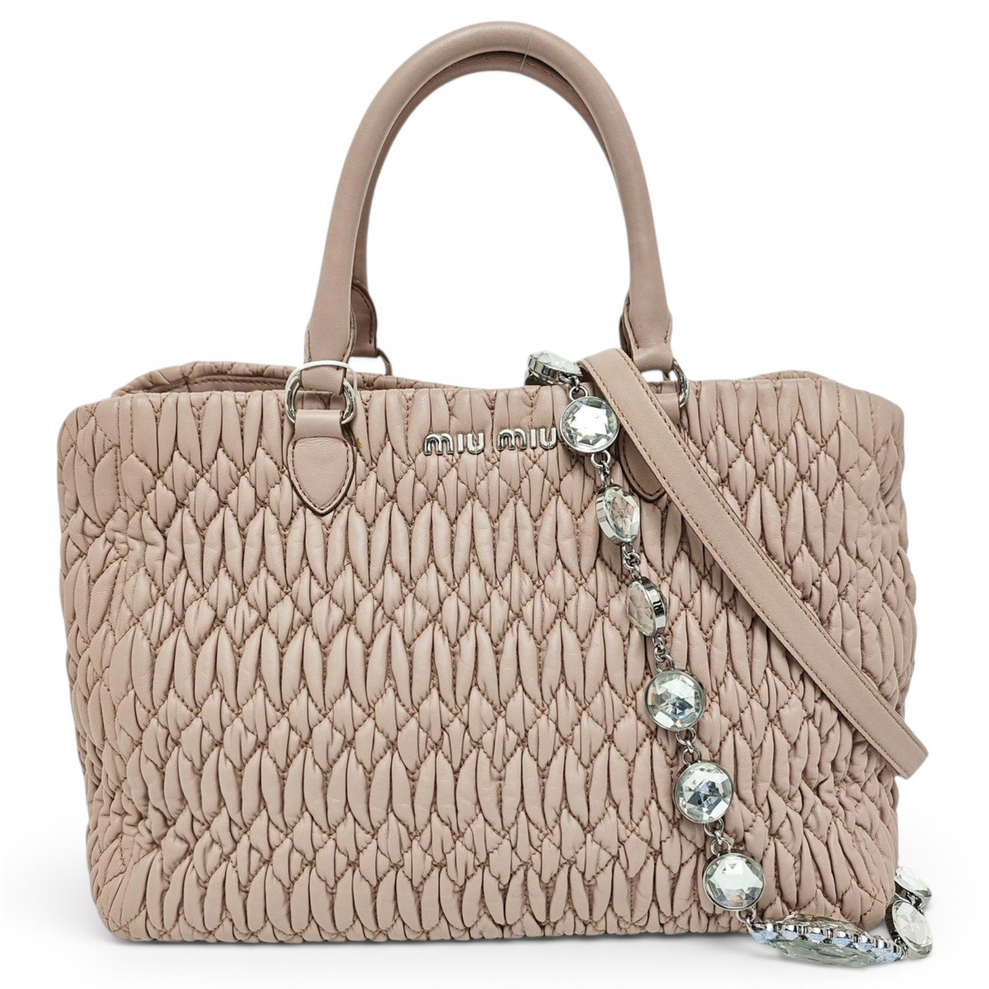 Miu Crystal leather handbag