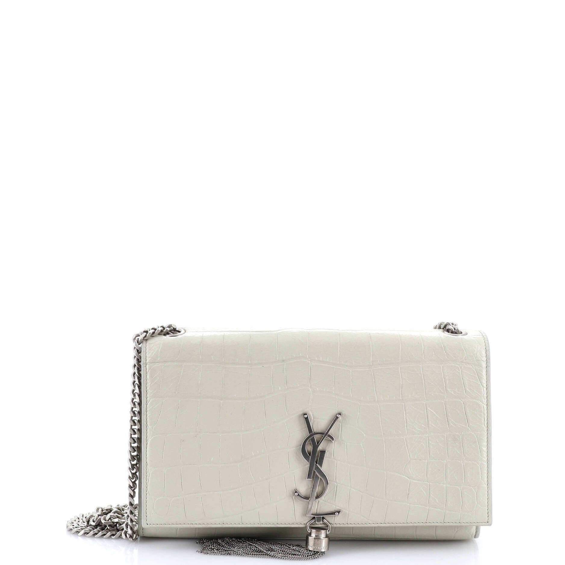 Classic Monogram Tassel Crossbody Bag Crocodile Embossed Leather Medium