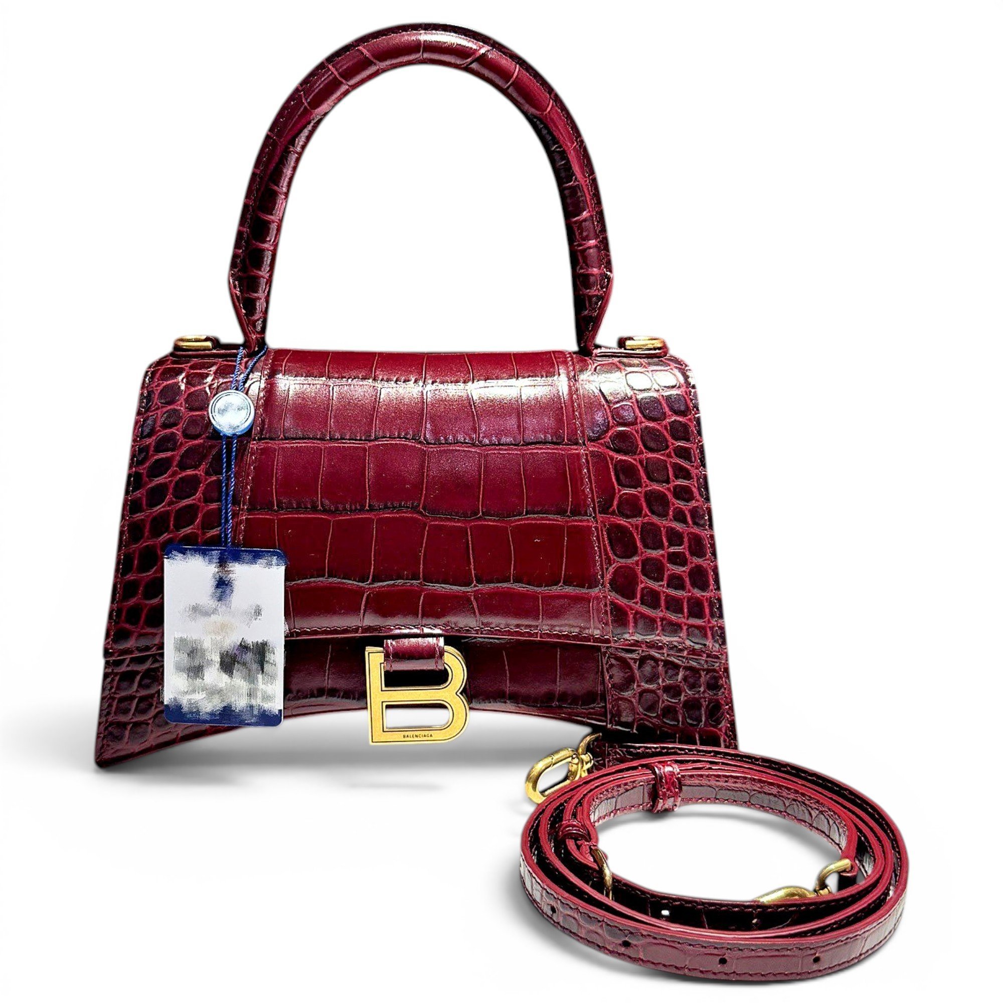 Hourglass leather handbag