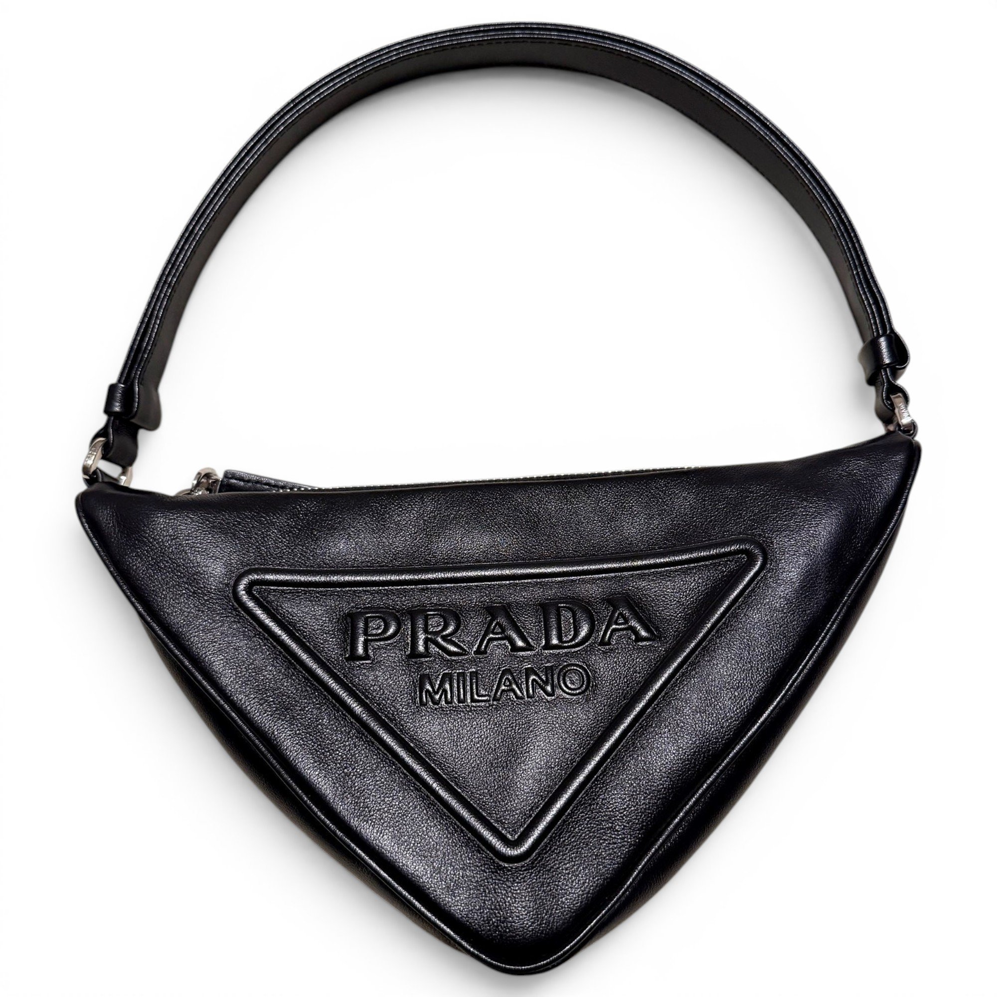 Triangle leather handbag