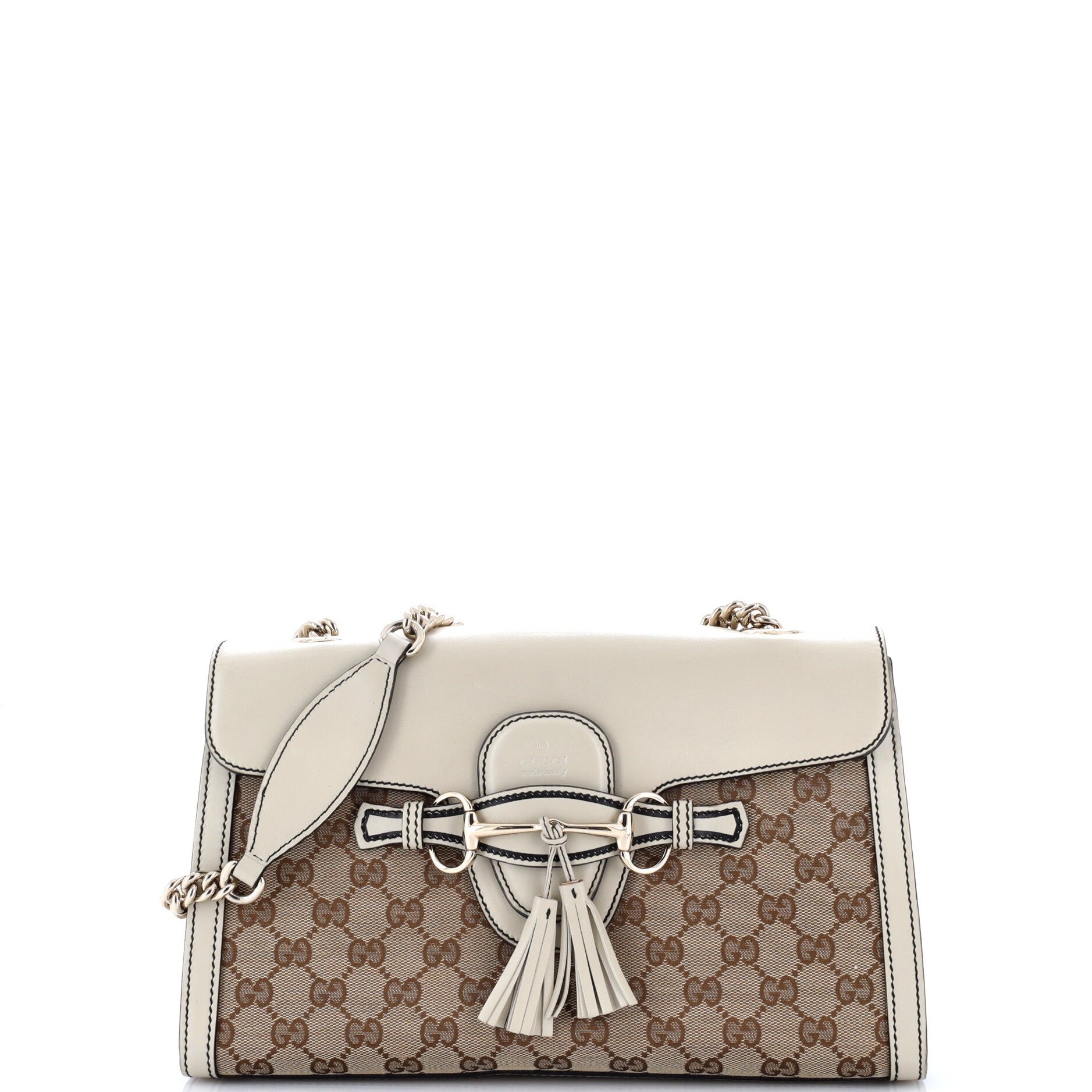Emily Chain Flap Shoulder Bag GG Canvas and Leather Medium