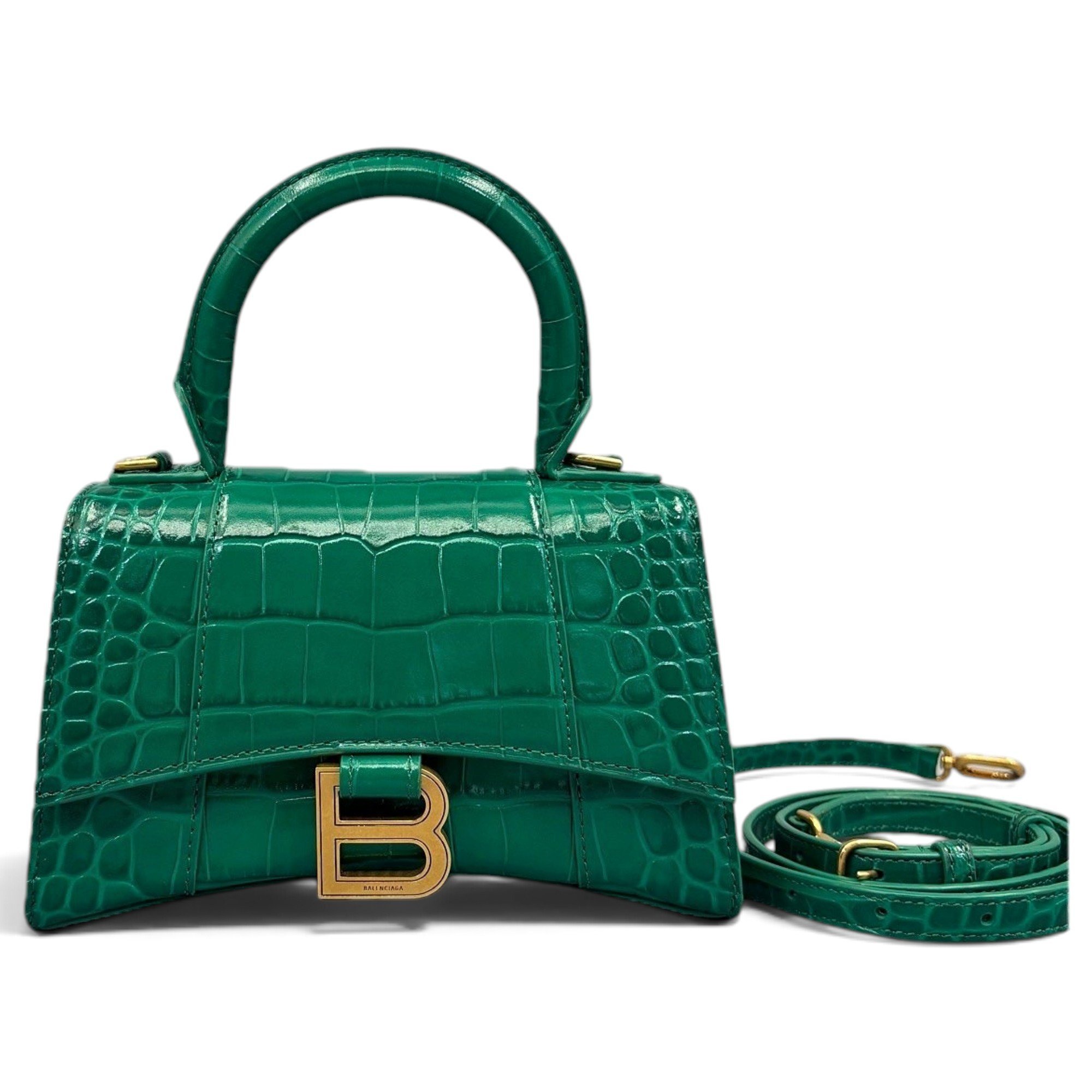 Hourglass leather handbag