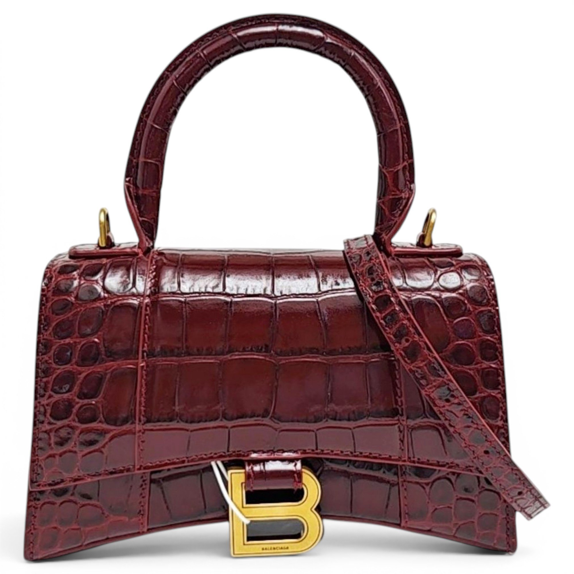 Hourglass leather handbag