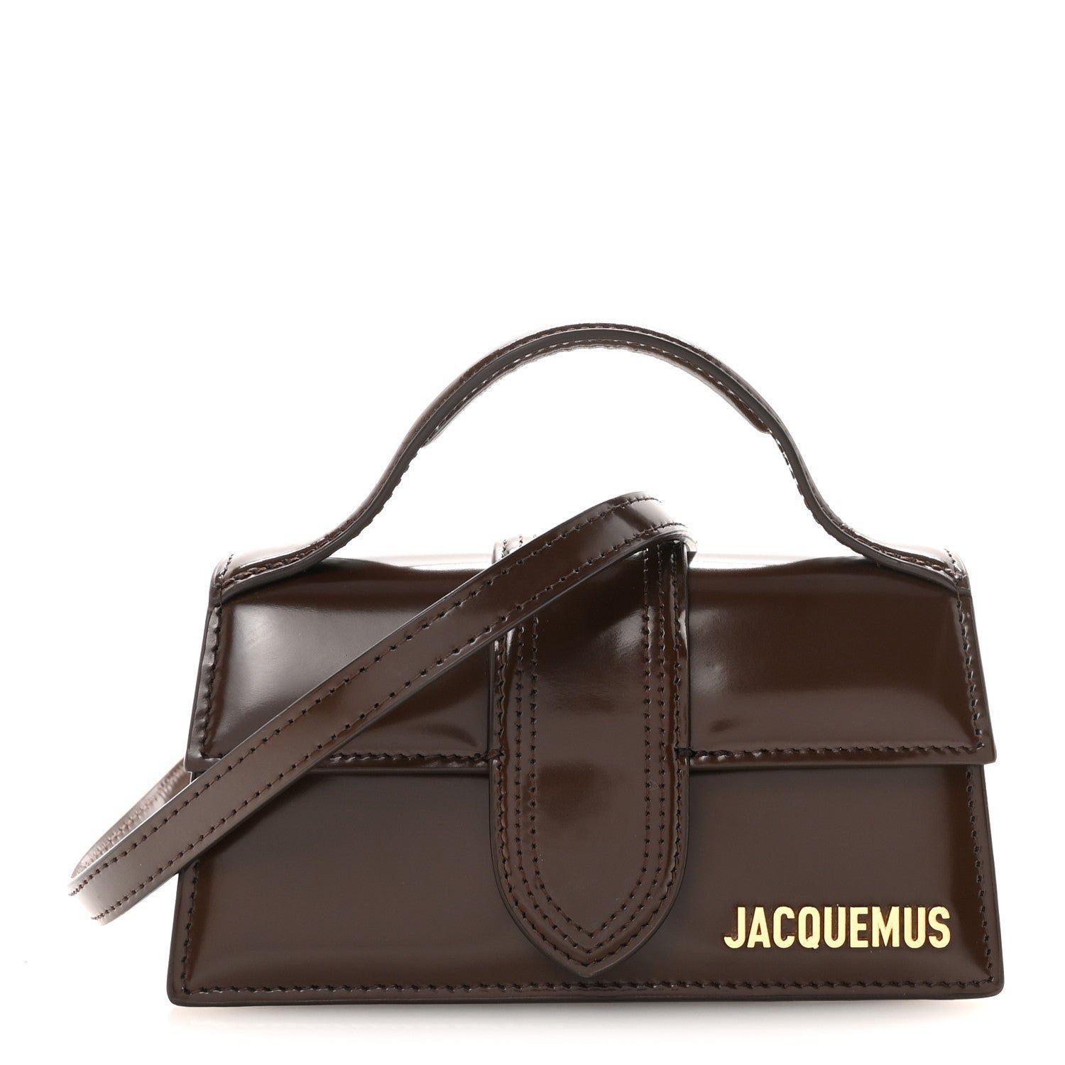 Jacquemus Glazed Calfskin Le Grand Bambino Midnight Brown