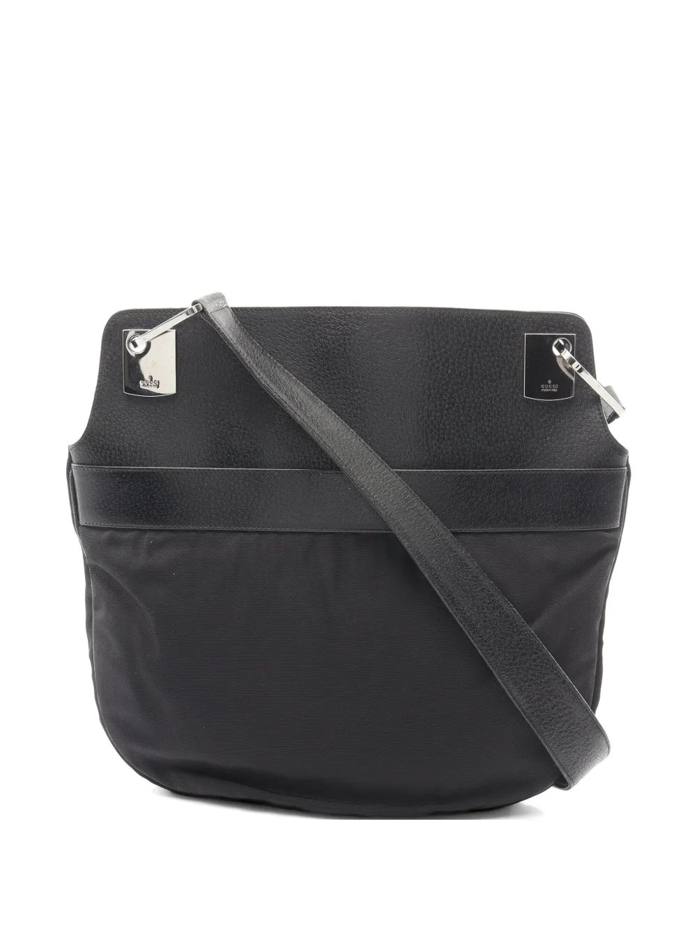 Leather panel shoulder bag